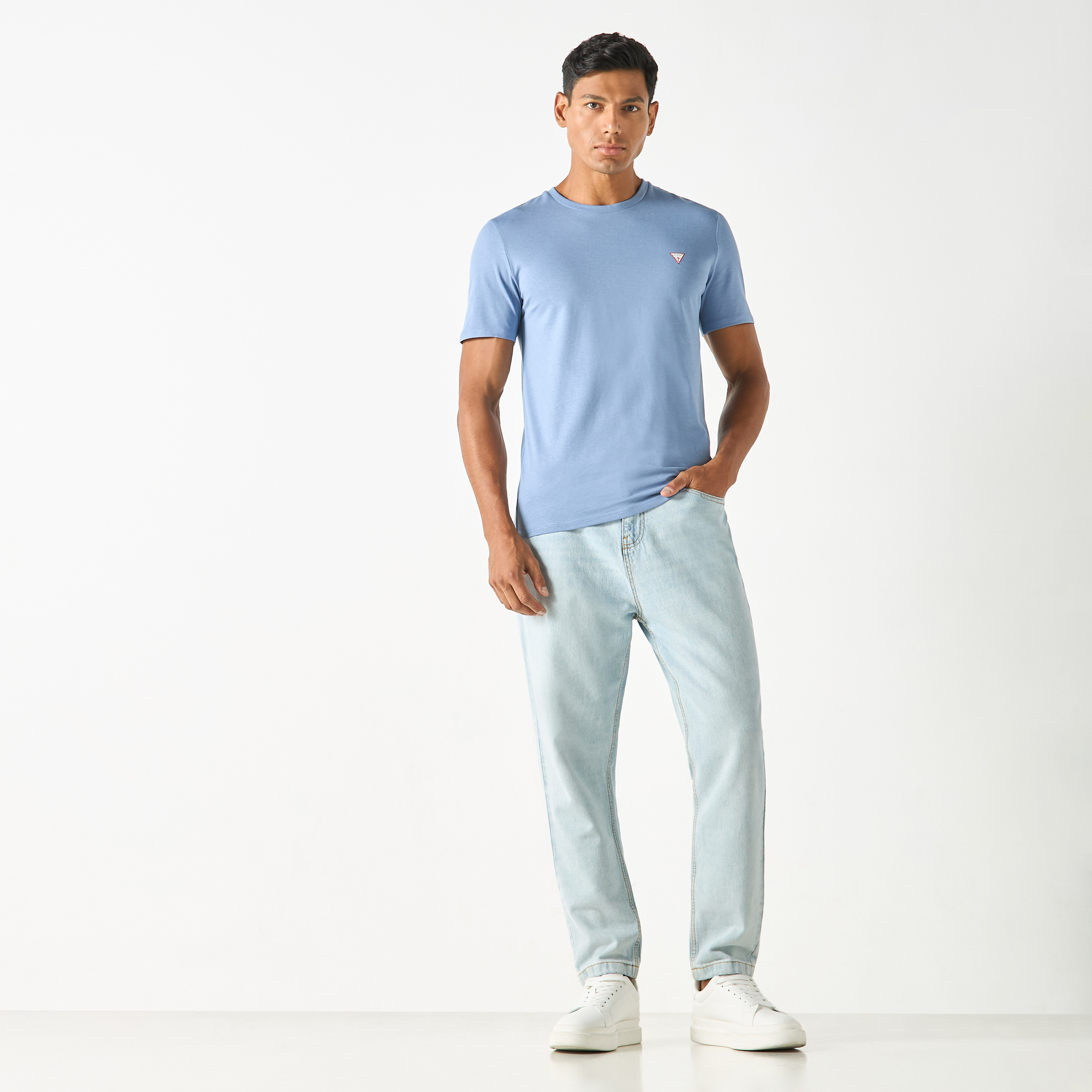 Guess Logo Print Crew Neck T-shirt with Short Sleeves-men-clothing-tshirtsandpolos-tshirts-image-2