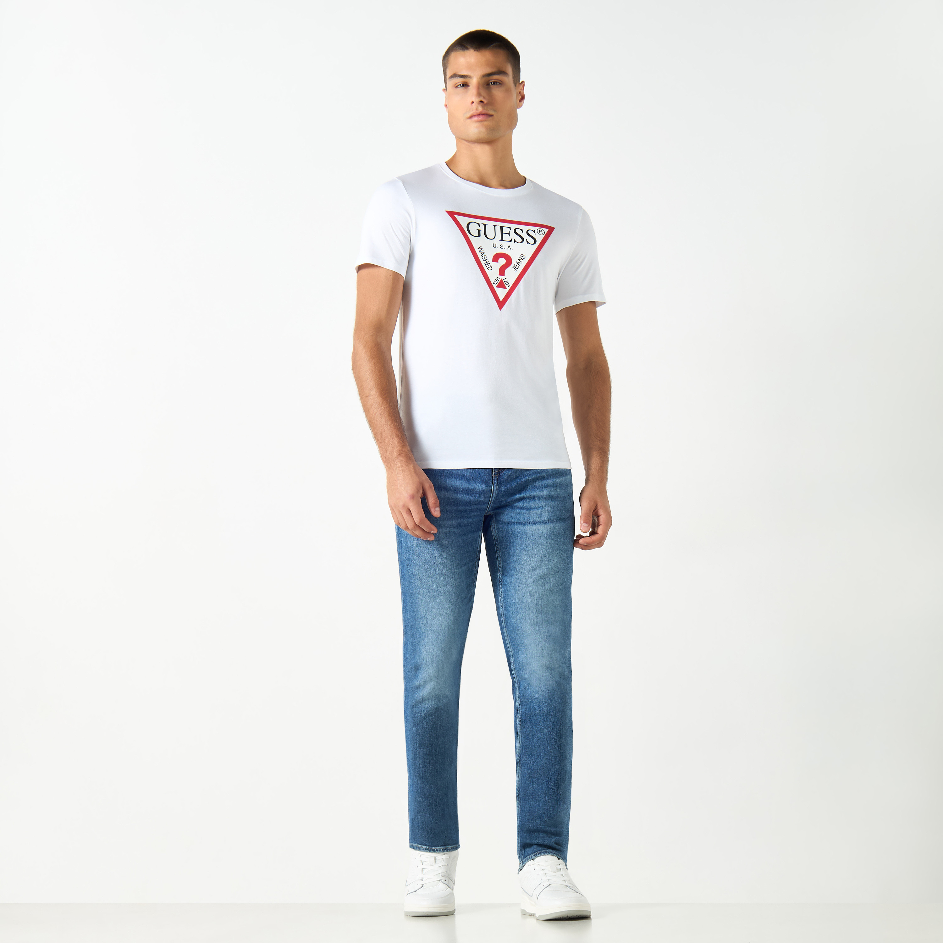 Guess Logo Print Crew Neck T-shirt with Short Sleeves-men-clothing-tshirtsandpolos-tshirts-image-2