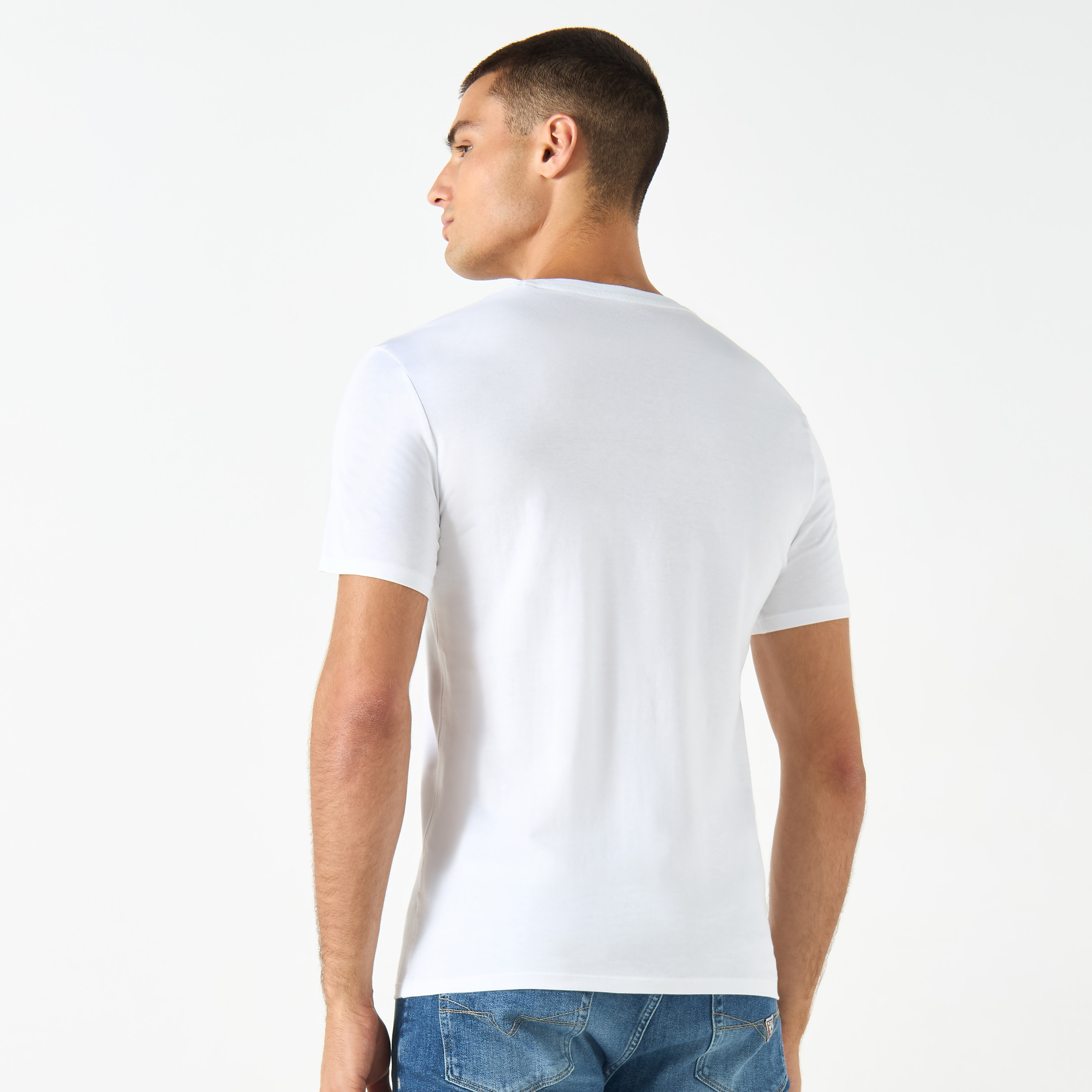 Guess Logo Print Crew Neck T-shirt with Short Sleeves-men-clothing-tshirtsandpolos-tshirts-image-3