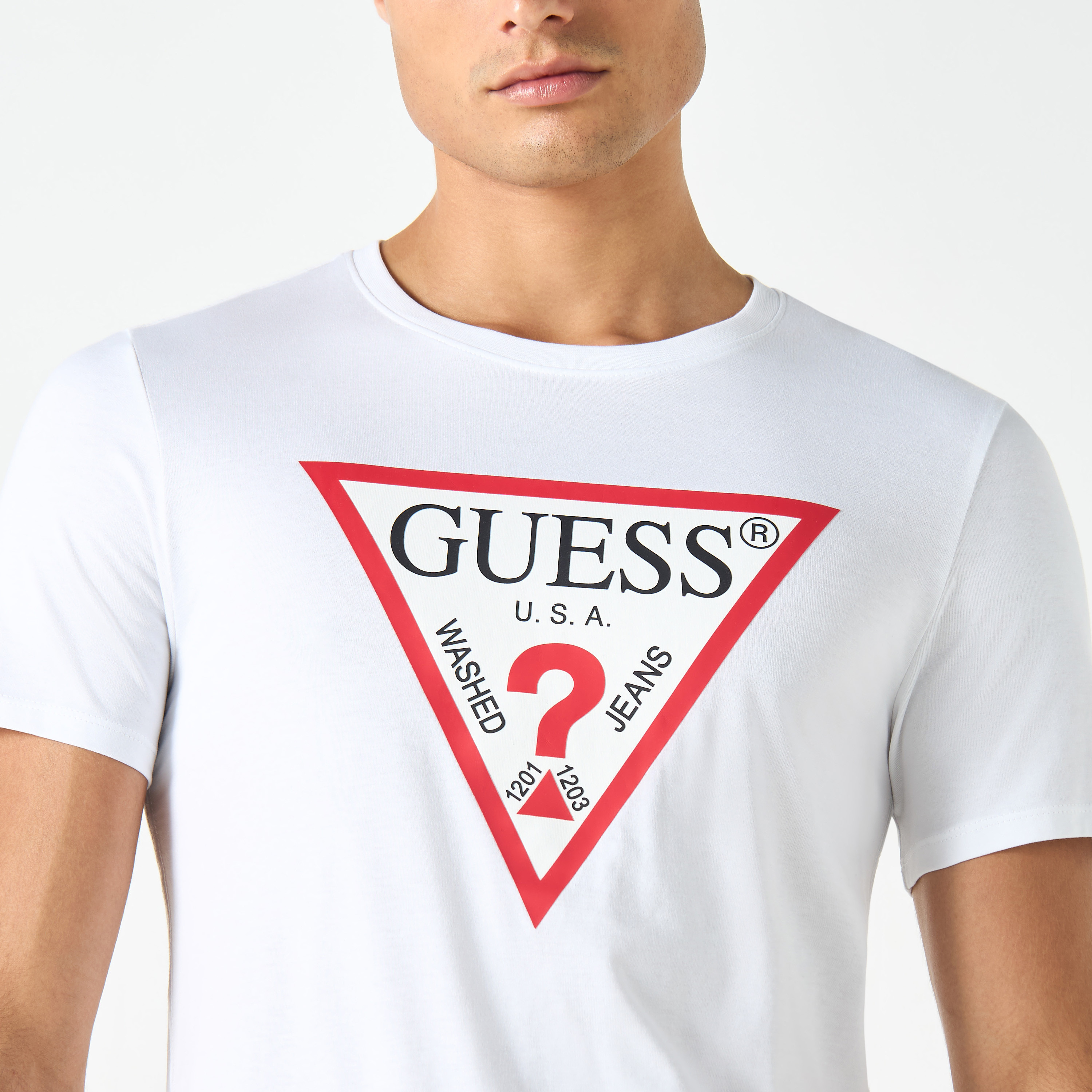 Guess Logo Print Crew Neck T-shirt with Short Sleeves-men-clothing-tshirtsandpolos-tshirts-image-4