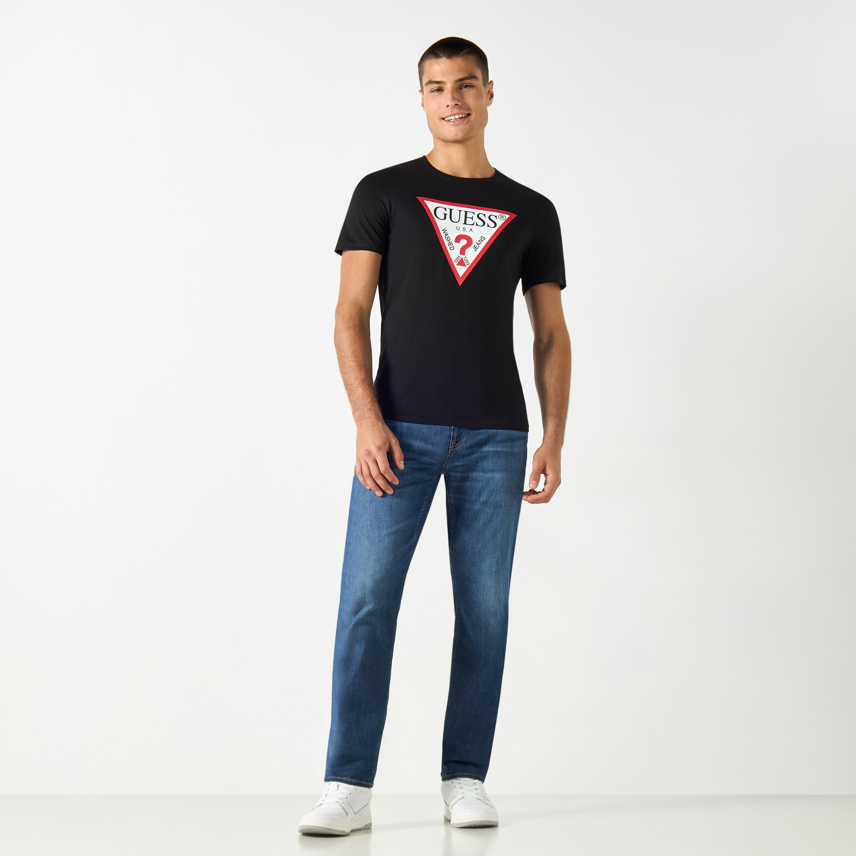 Guess Logo Print Crew Neck T-shirt with Short Sleeves-men-clothing-tshirtsandpolos-tshirts-image-2