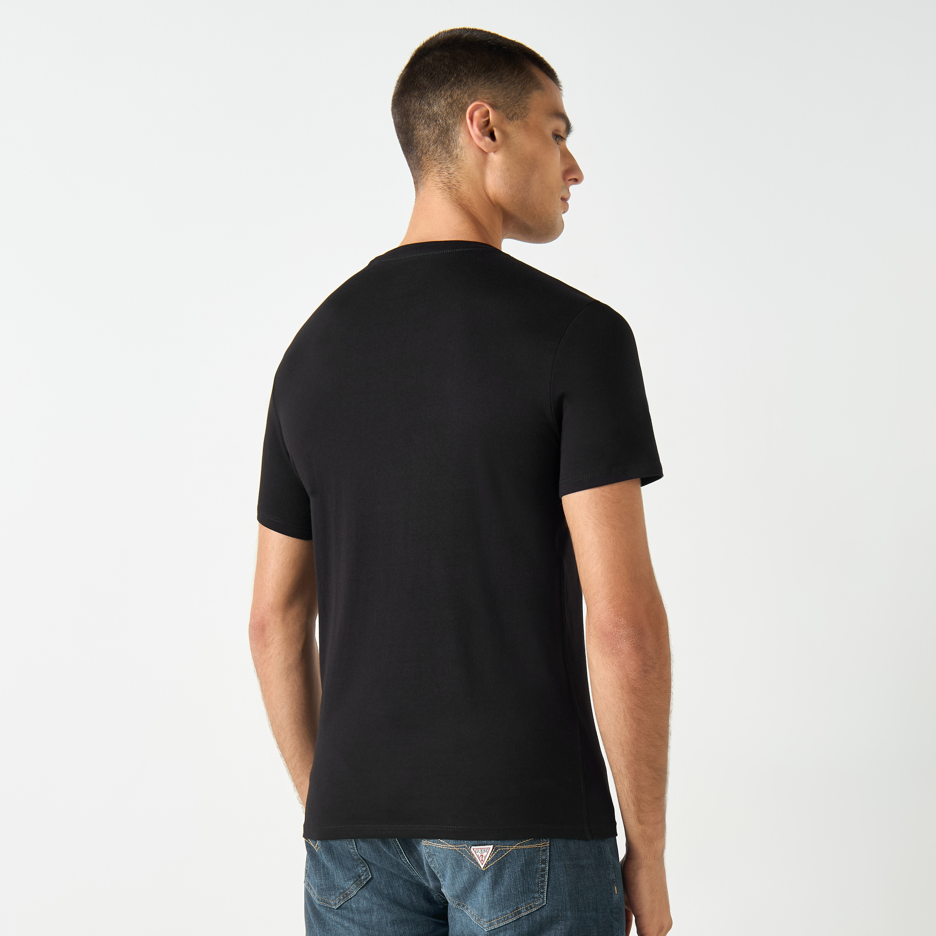 Guess Logo Print Crew Neck T-shirt with Short Sleeves-men-clothing-tshirtsandpolos-tshirts-image-3