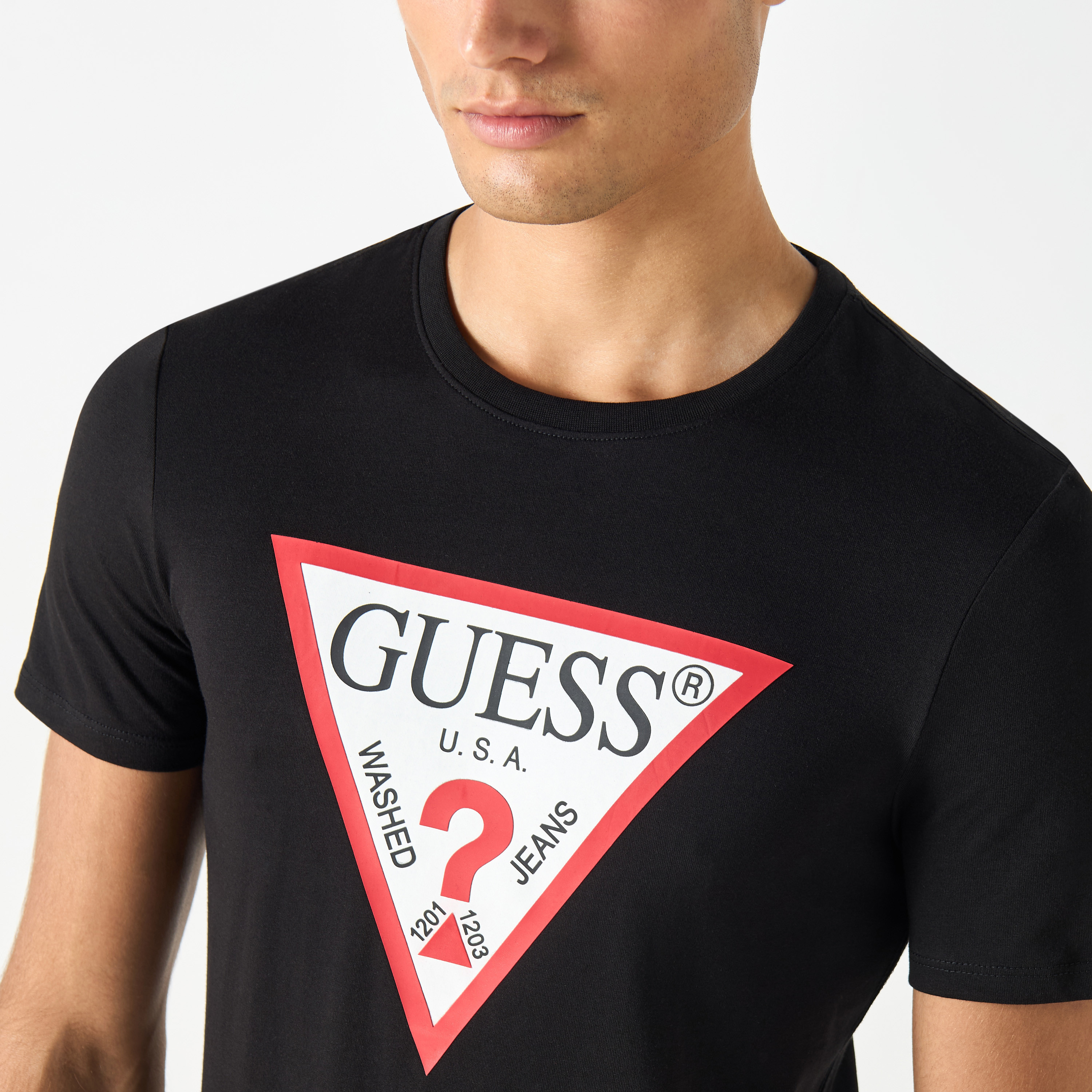Guess Logo Print Crew Neck T-shirt with Short Sleeves-men-clothing-tshirtsandpolos-tshirts-image-4