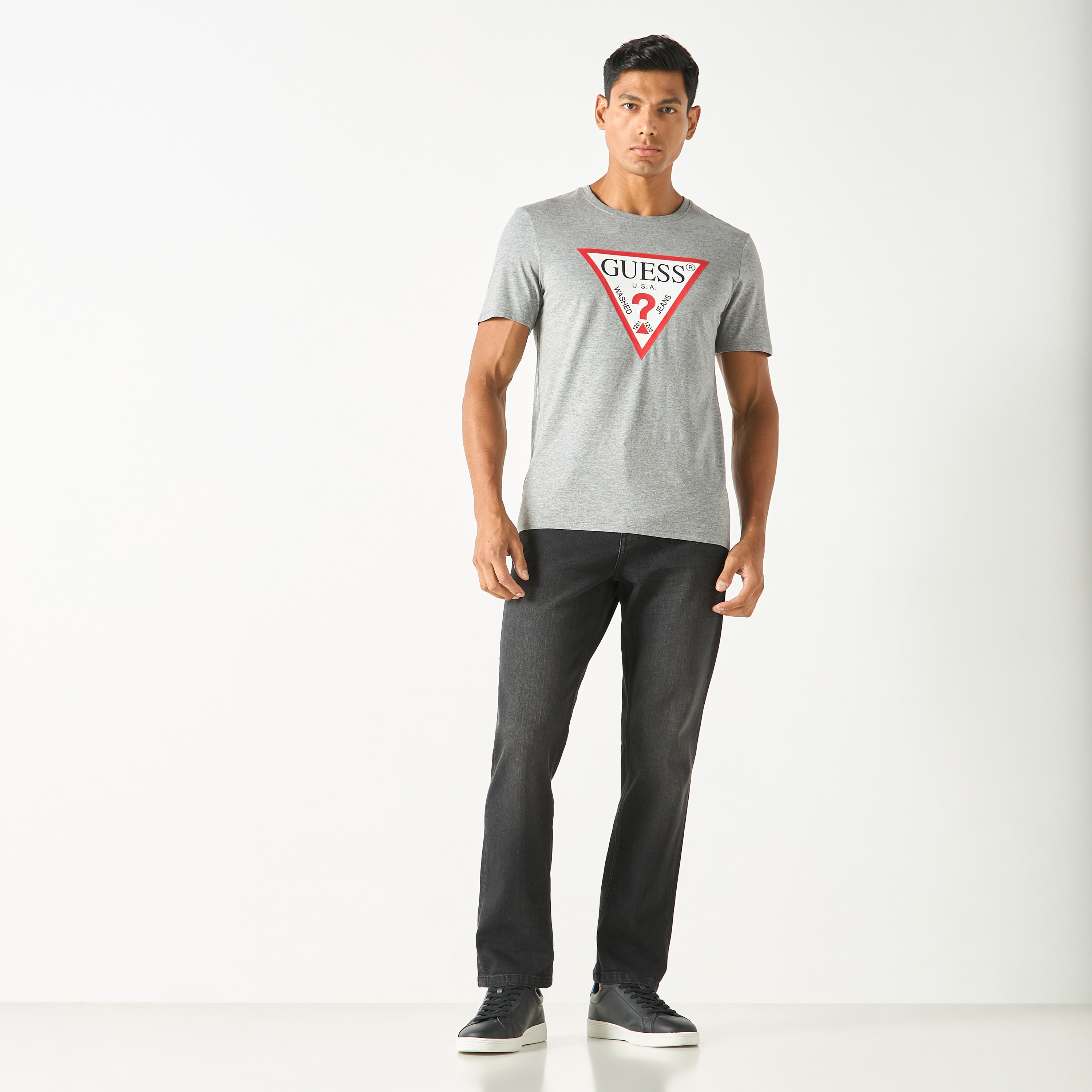 Guess Logo Print Crew Neck T-shirt with Short Sleeves-men-clothing-tshirtsandpolos-tshirts-image-2