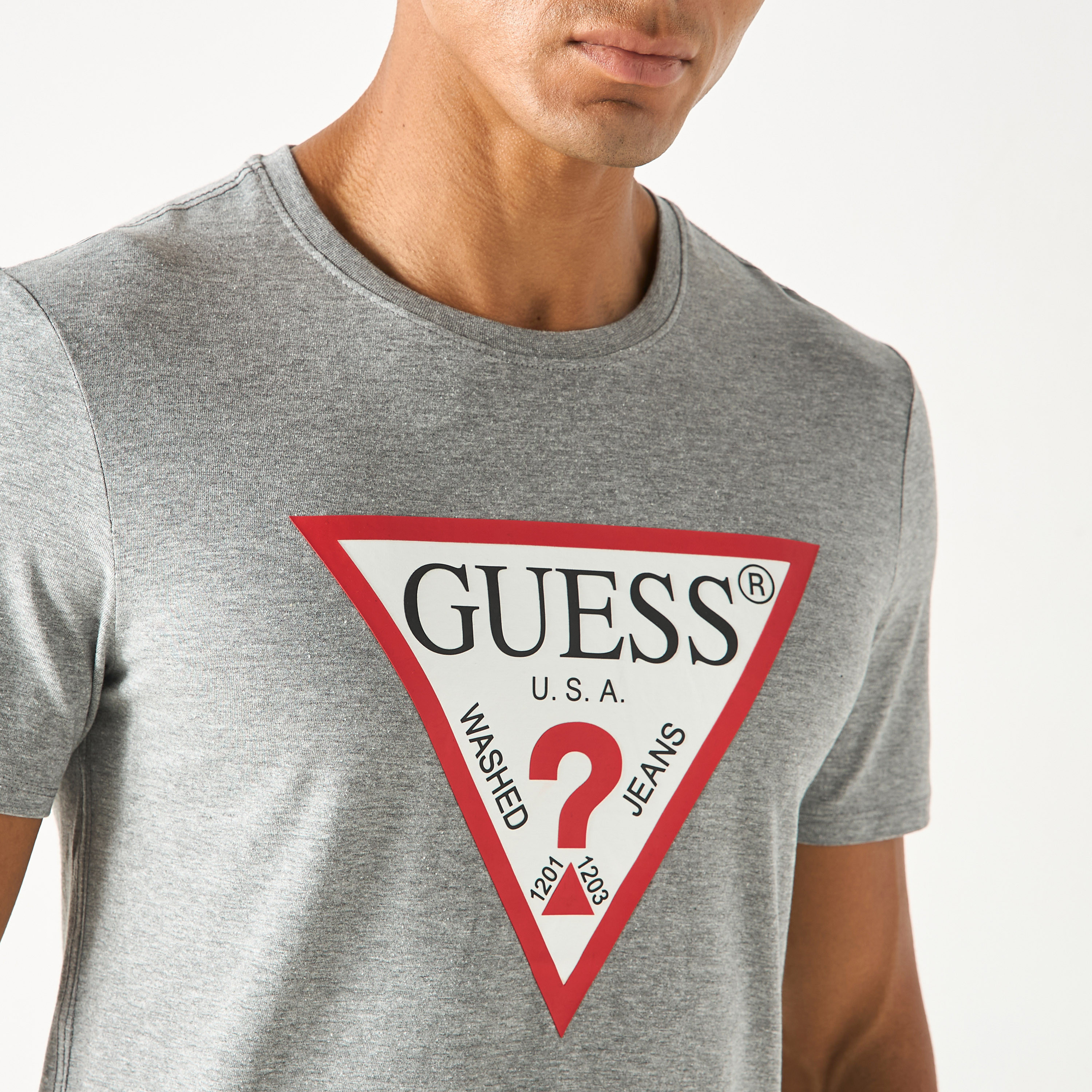 Guess Logo Print Crew Neck T-shirt with Short Sleeves-men-clothing-tshirtsandpolos-tshirts-image-3