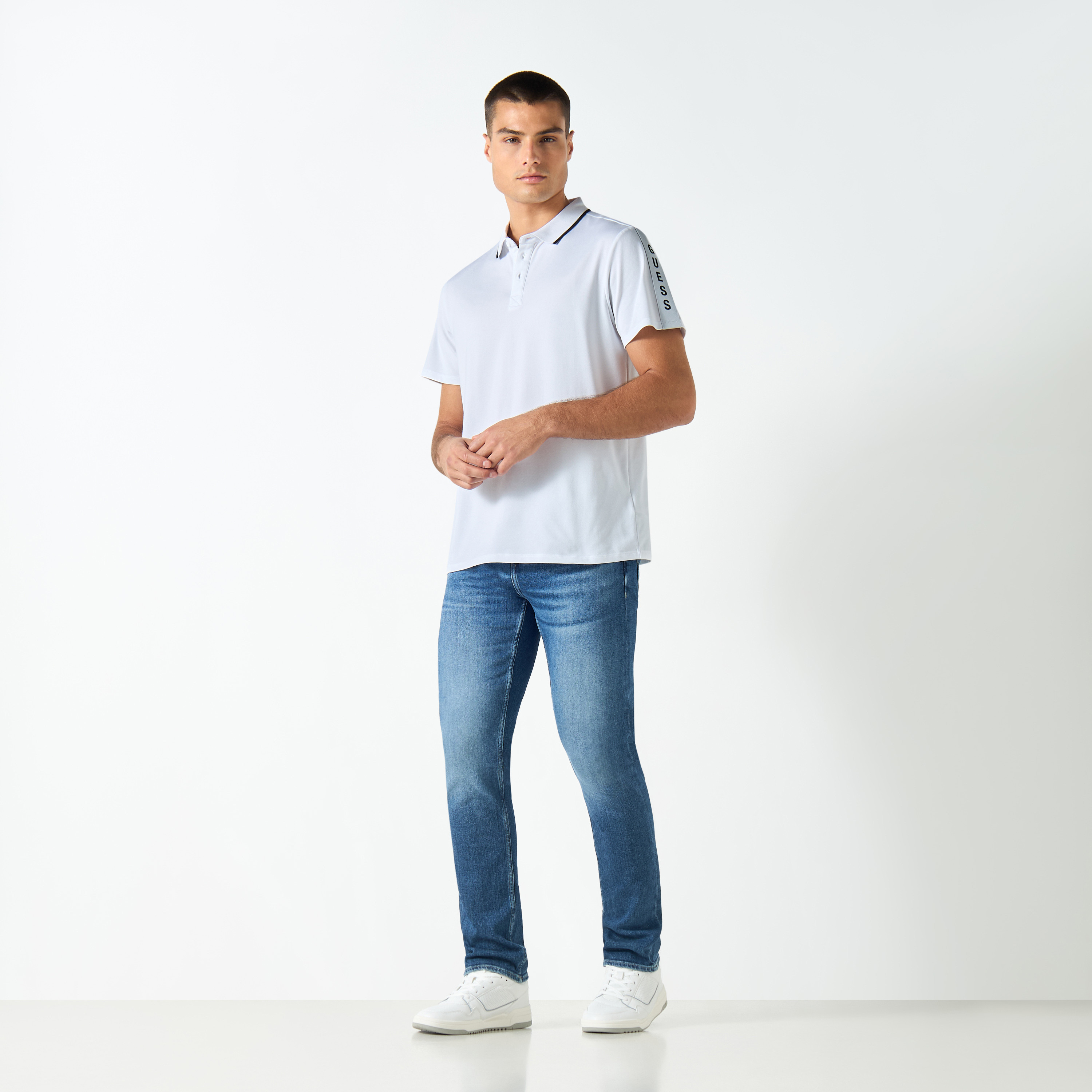 Guess Tape Detail Polo T-shirt with Short Sleeves-men-clothing-tshirtsandpolos-polos-image-2