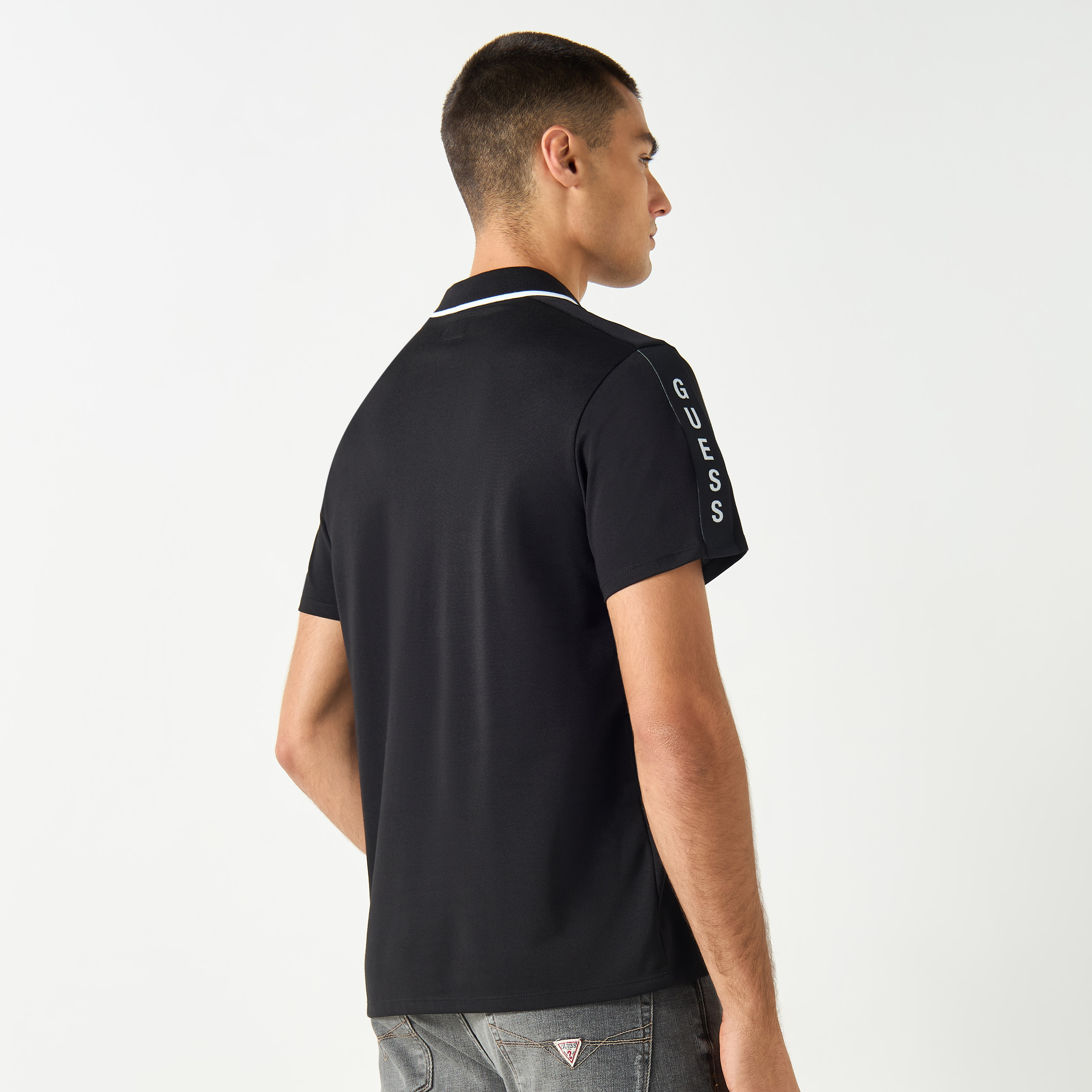 Guess Tape Detail Polo T-shirt with Short Sleeves-men-clothing-tshirtsandpolos-polos-image-3