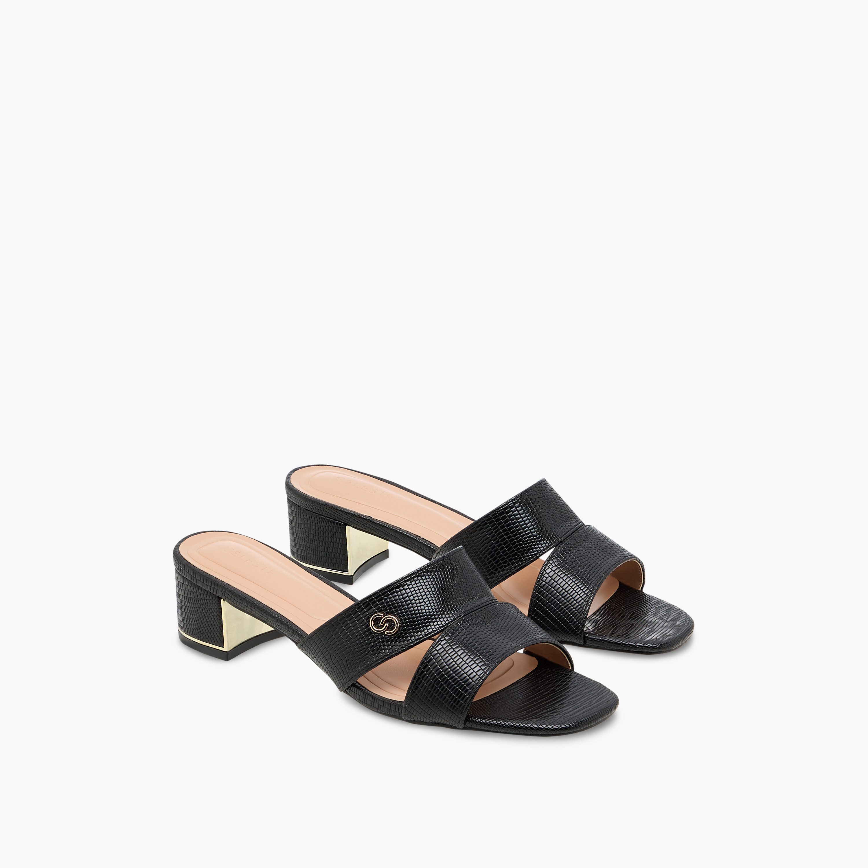 صندل سهل الارتداء بارز الملمس بكعب سميك للنساء من سيليست-women-shoes-sandals-heeled-image-1