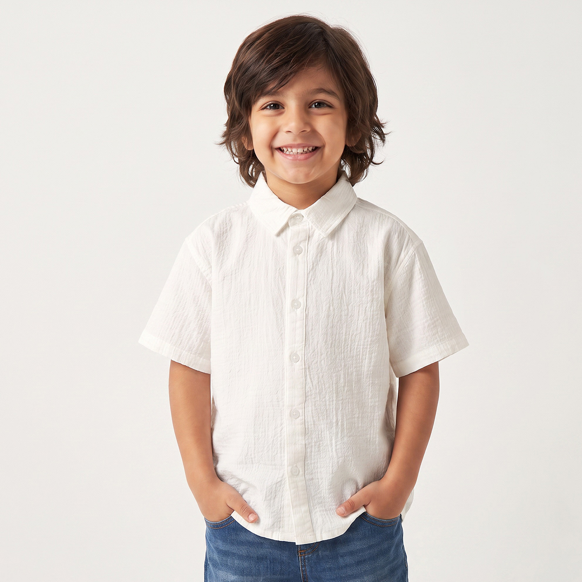 قميص بياقة قصيرة وتصميم بملمس بارز من جونيورز-boys-clothing-shirts-image-1