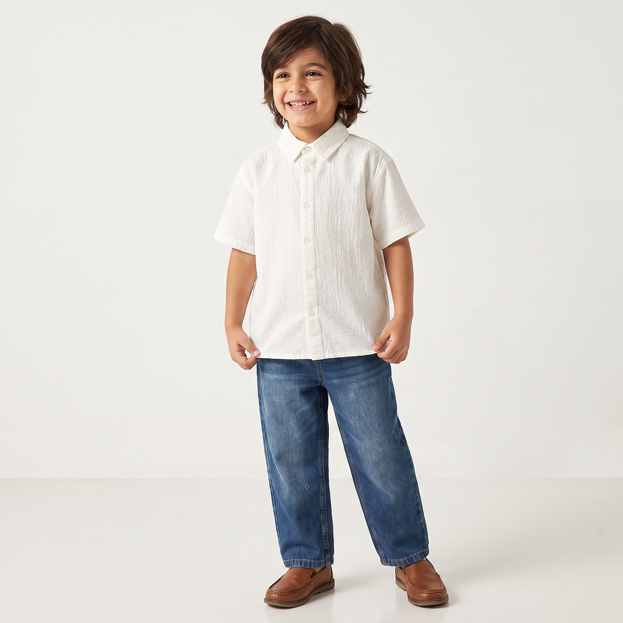 قميص بياقة قصيرة وتصميم بملمس بارز من جونيورز-boys-clothing-shirts-image-3