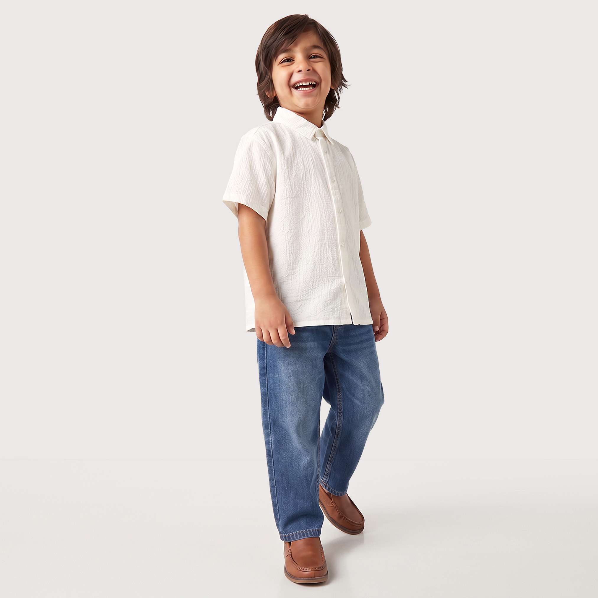 قميص بياقة قصيرة وتصميم بملمس بارز من جونيورز-boys-clothing-shirts-image-5