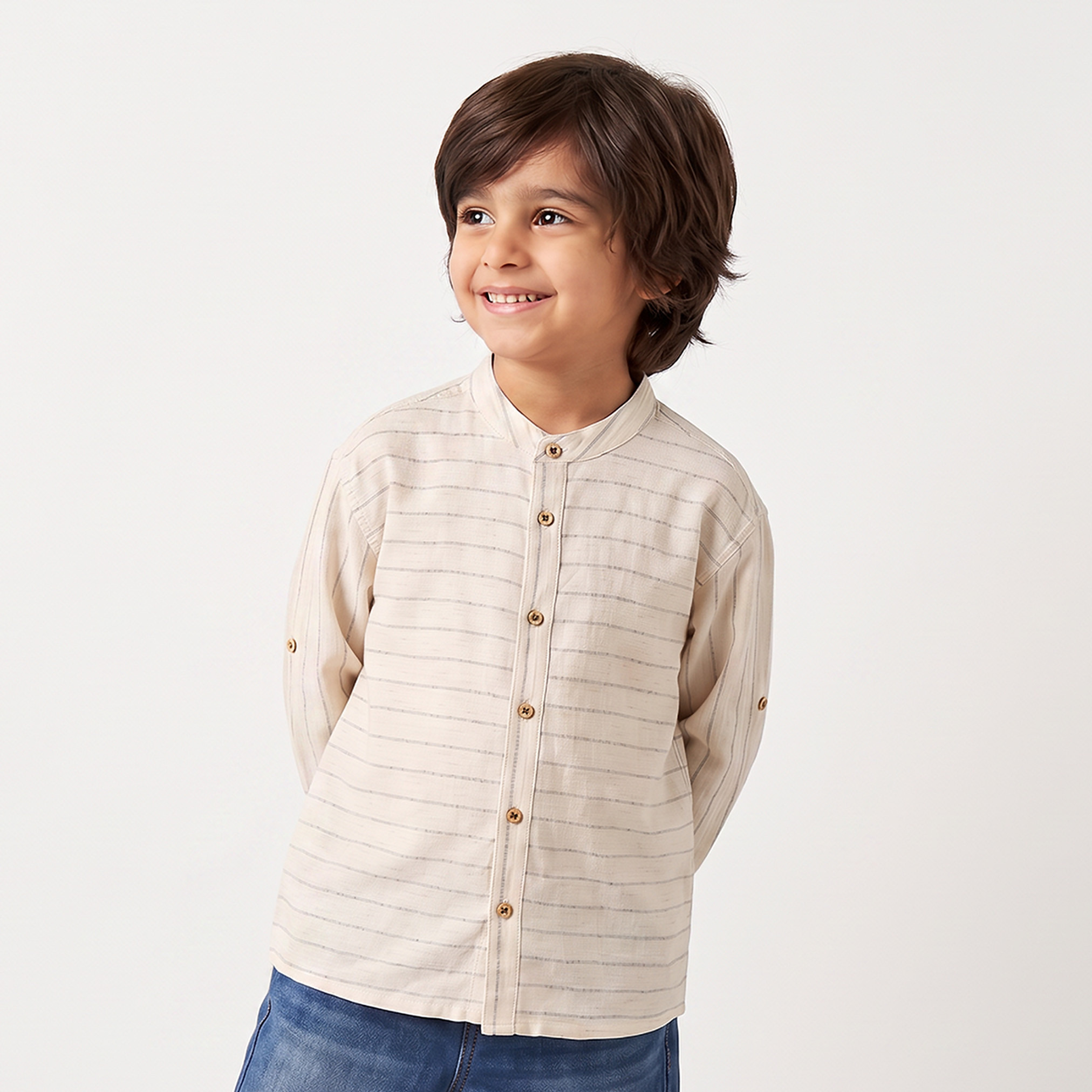 Juniors Long Sleeves Shirt with Stripes-boys-clothing-shirts-image-1