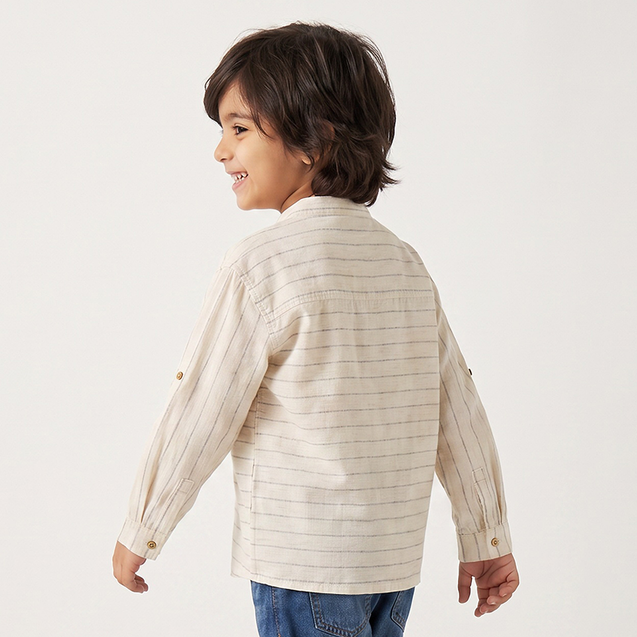 Juniors Long Sleeves Shirt with Stripes-boys-clothing-shirts-image-2