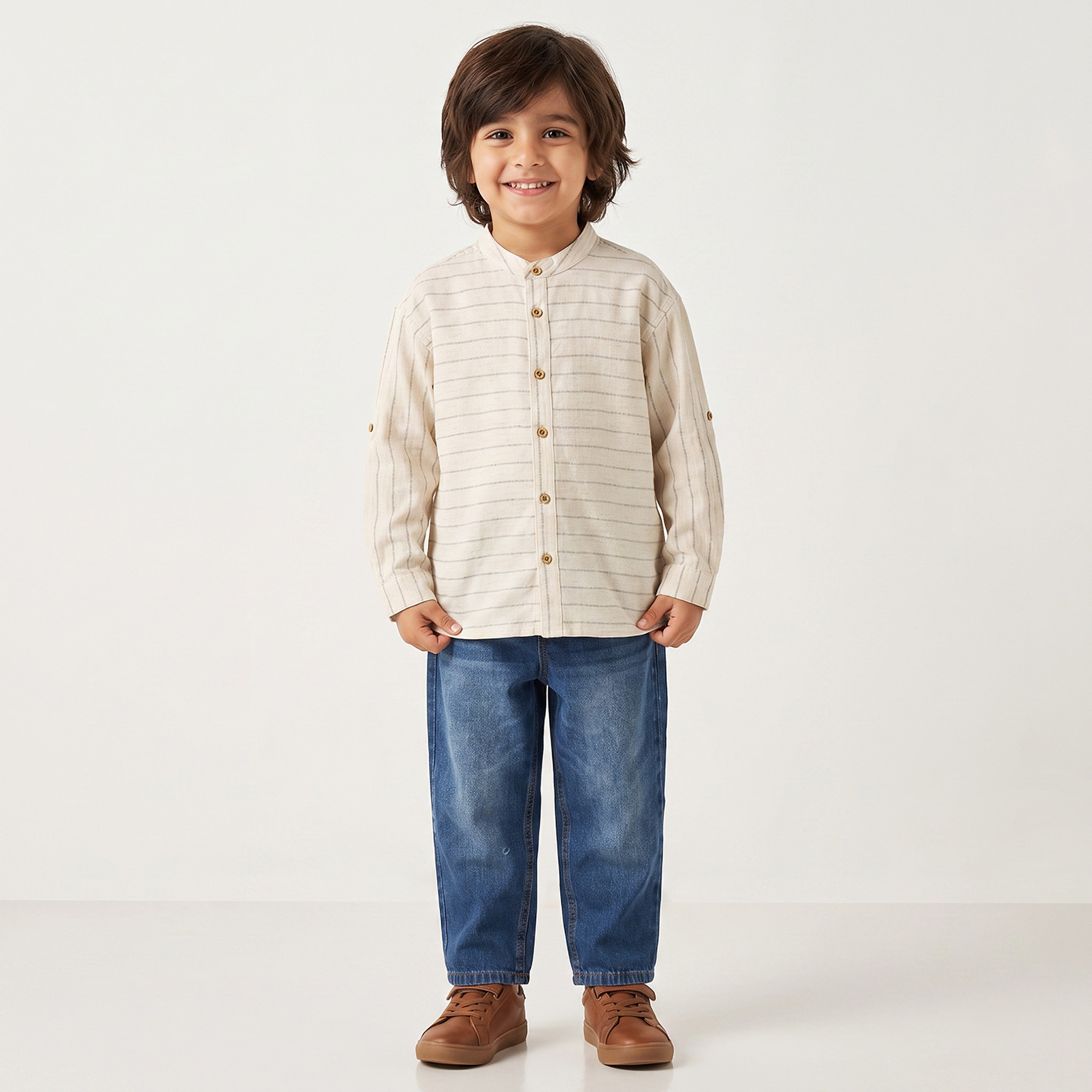Juniors Long Sleeves Shirt with Stripes-boys-clothing-shirts-image-3
