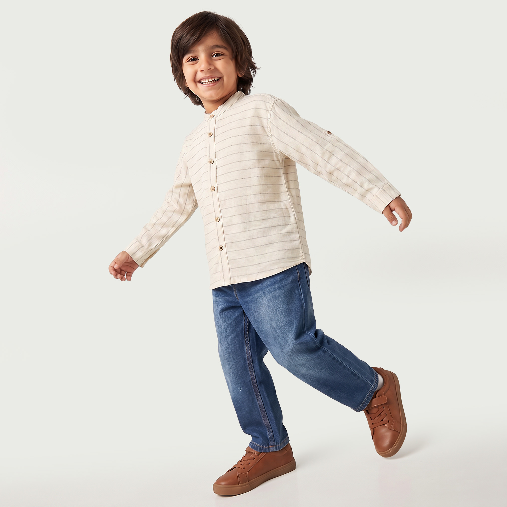 Juniors Long Sleeves Shirt with Stripes-boys-clothing-shirts-image-5