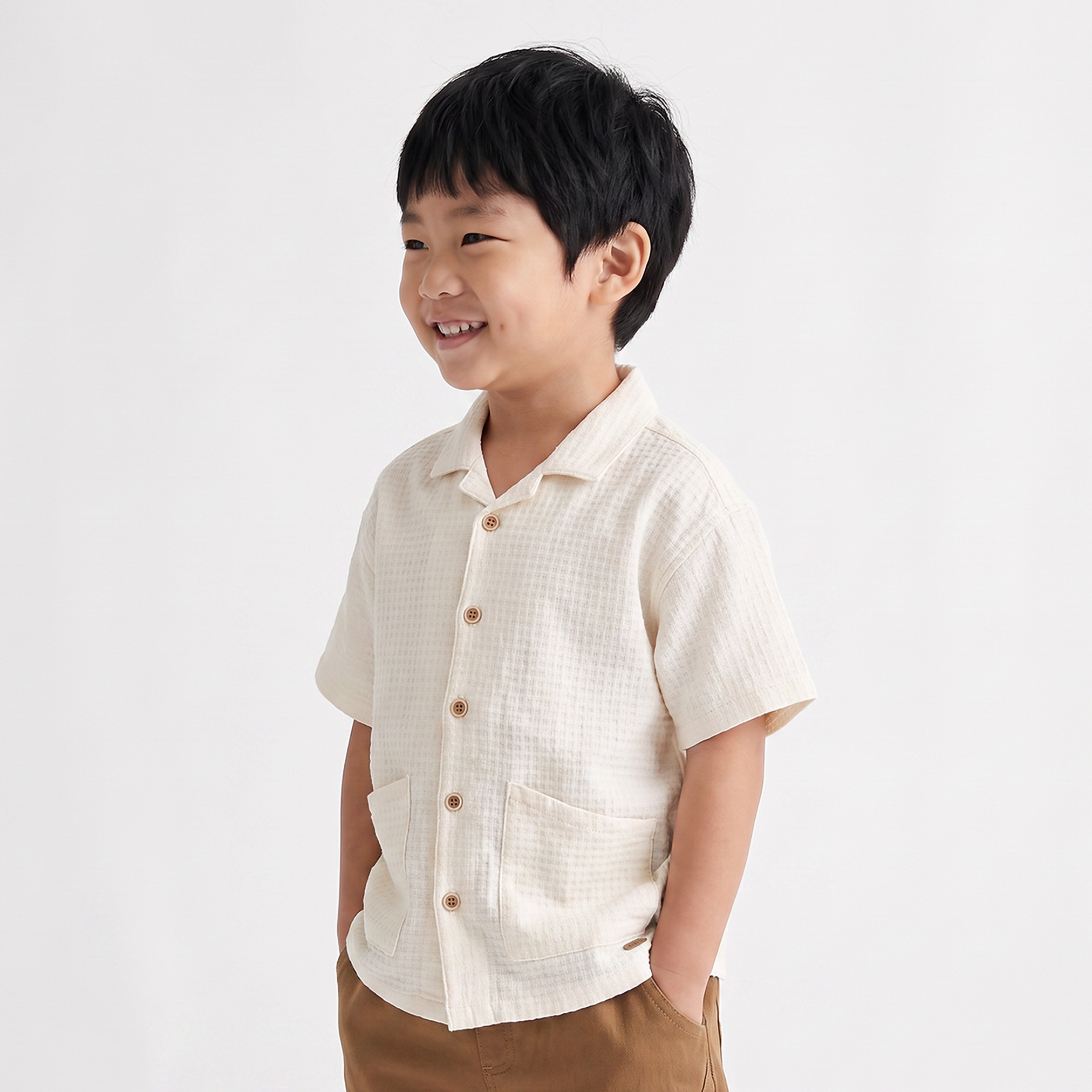 Short Sleeves Shirt with Texture Design-boys-clothing-shirts-image-1