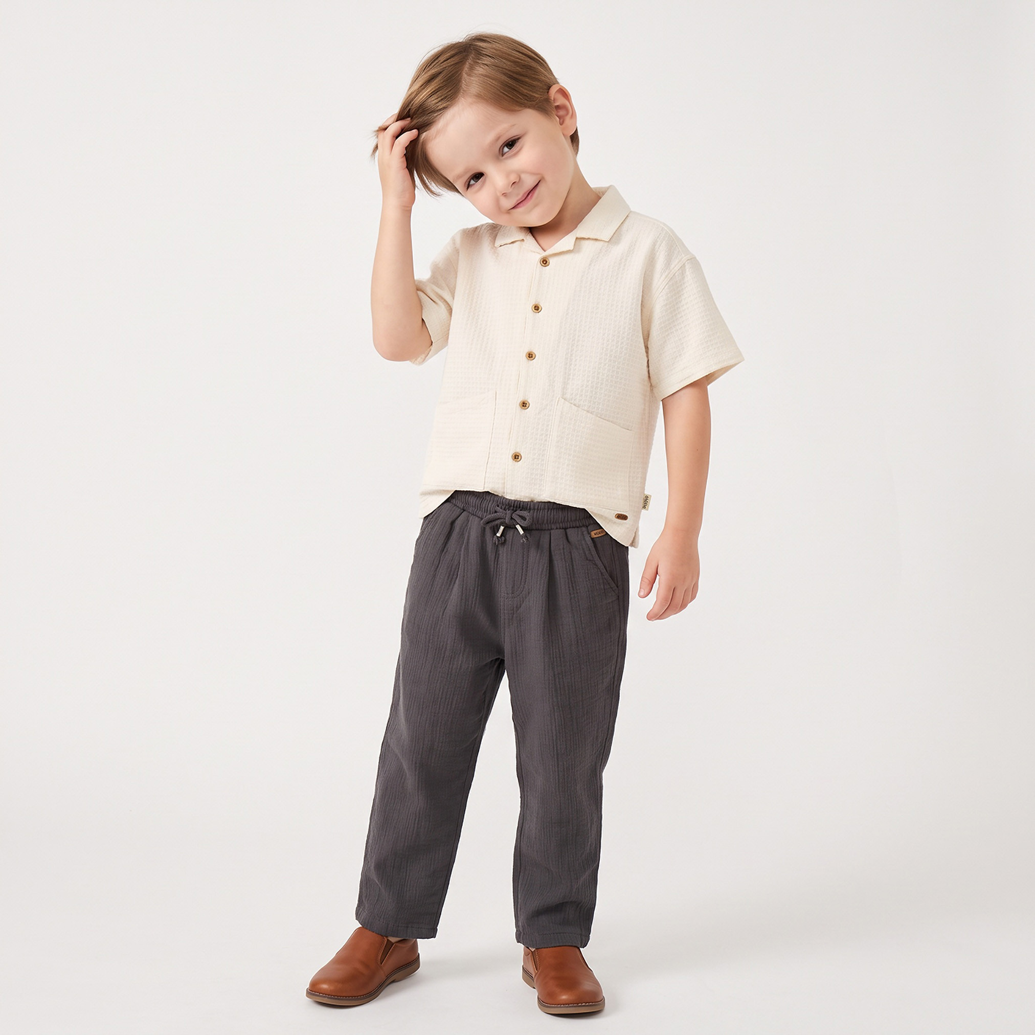 بنطلون بقصة مريحة وجيوب وخصر مطاطي برباط إغلاق من إليجو-boys-clothing-bottoms-trousers-image-2