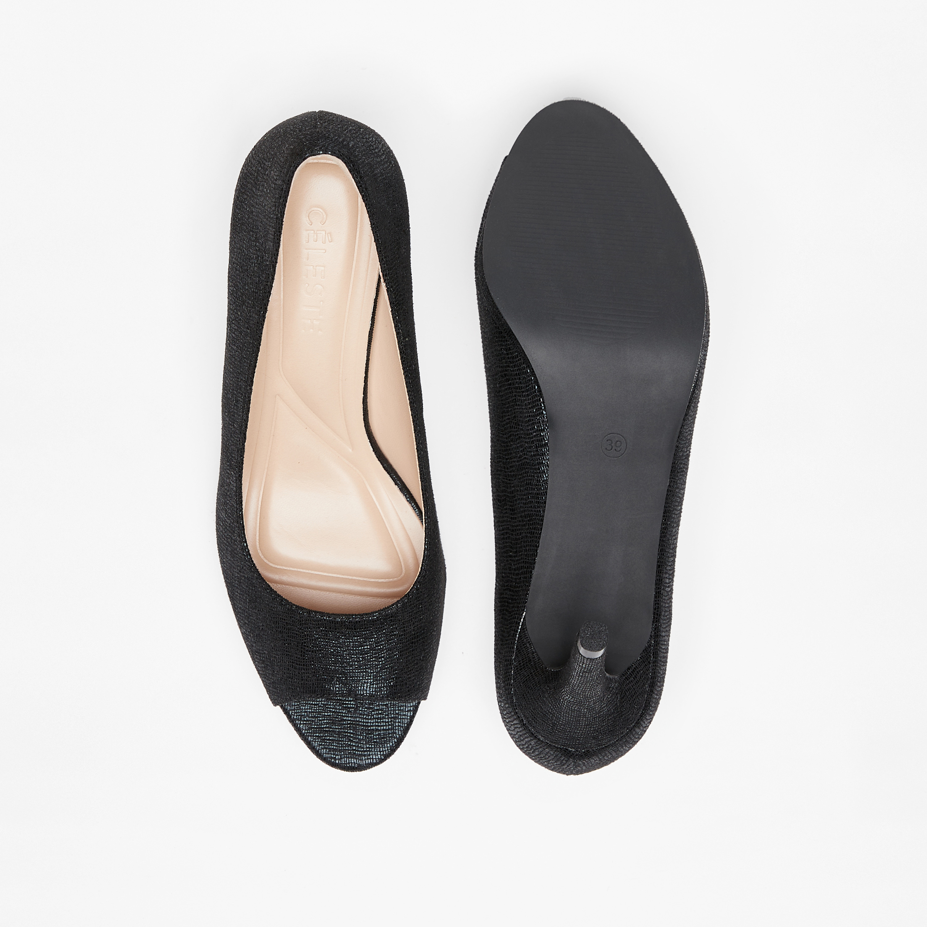 حذاء كلاسكي بارز الملمس بفتحة إصبع وكعب ستيليتو للنساء من سيليست-women-shoes-sandals-heeled-image-9