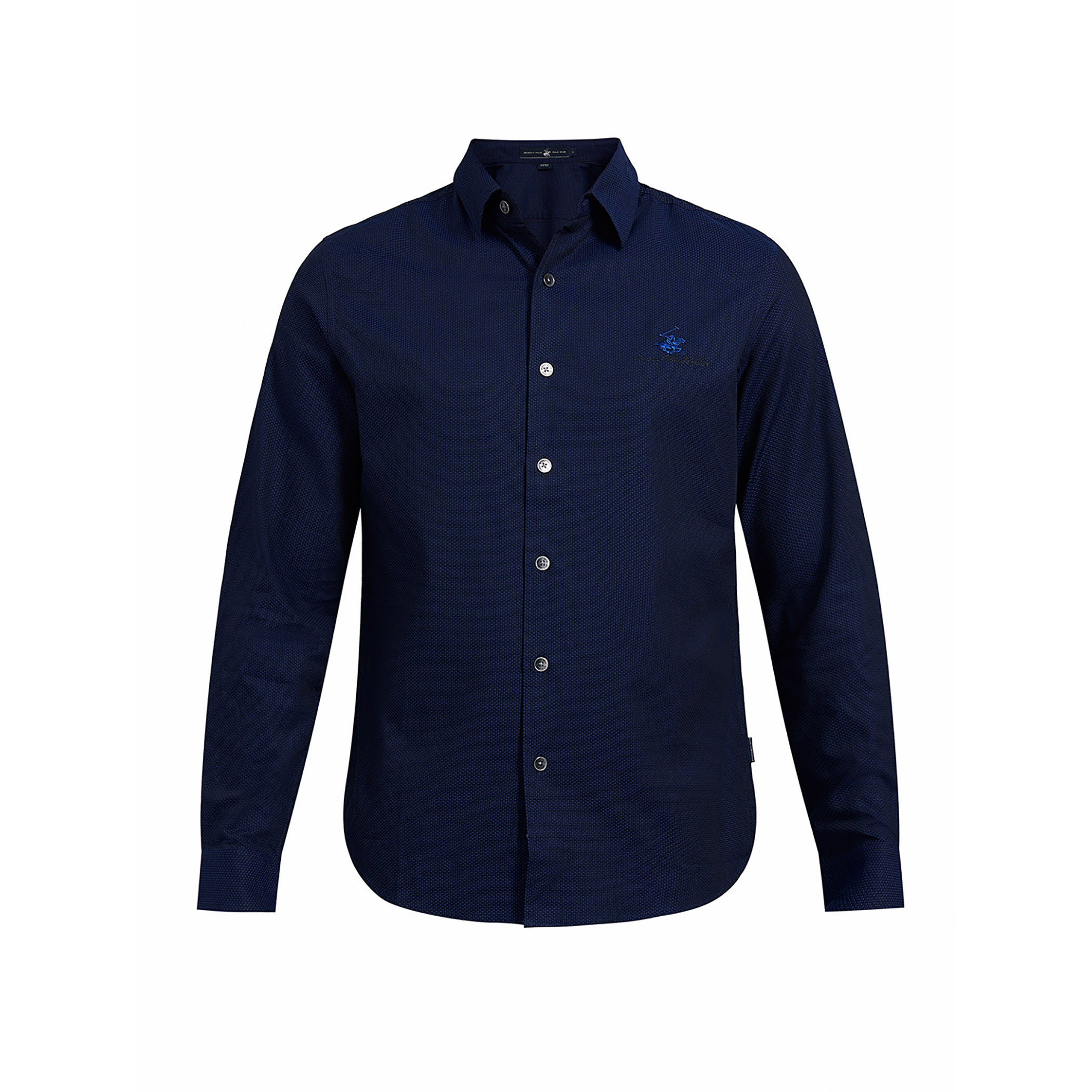 قميص بيفرلي هيلز بولو كلب رجالي أزرق كحلي وأكمام طويلة بياقة-men-clothing-shirts-image-2