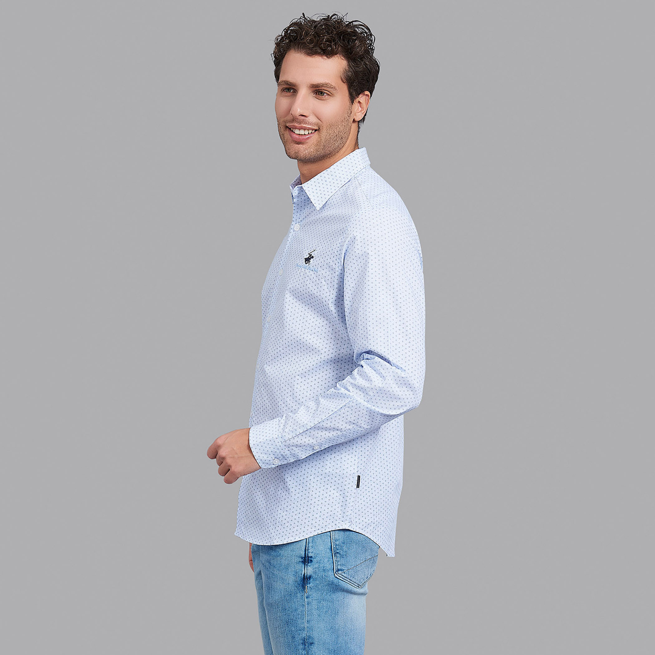 قميص بيفرلي هيلزبولو كلب بياقة وأكمام طويلة مطبوع أزرق فاتح للرجال-men-clothing-shirts-image-3