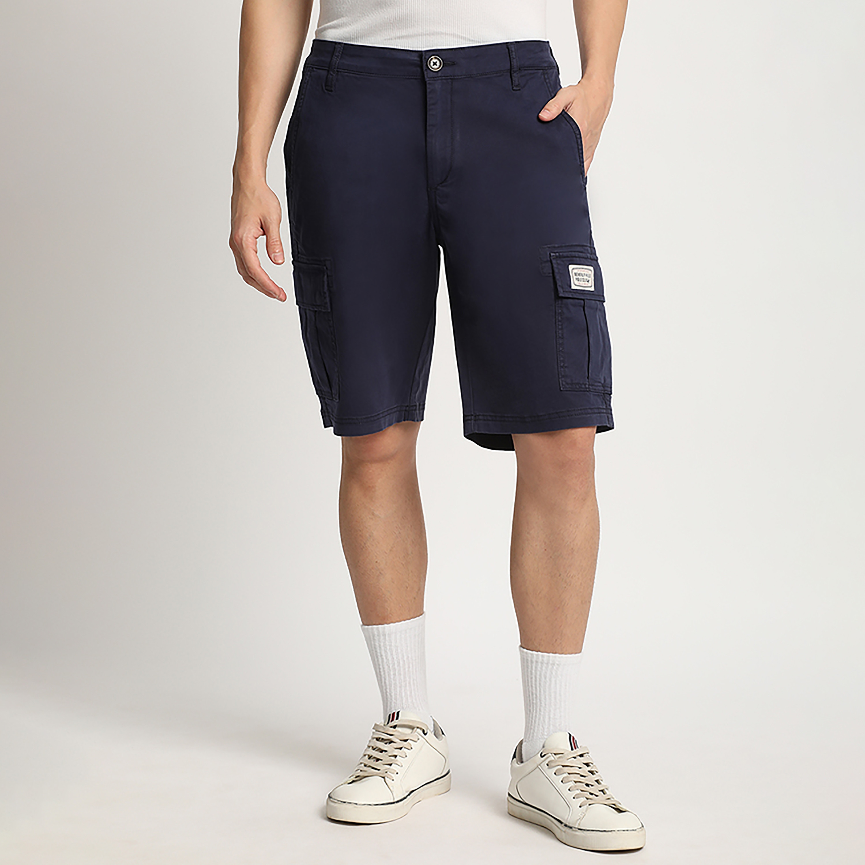 Beverly Hills Polo Club Plain Mid-Rise Button & Zip Fly Men's Cargo Shorts-men-clothing-bottoms-shorts-image-1
