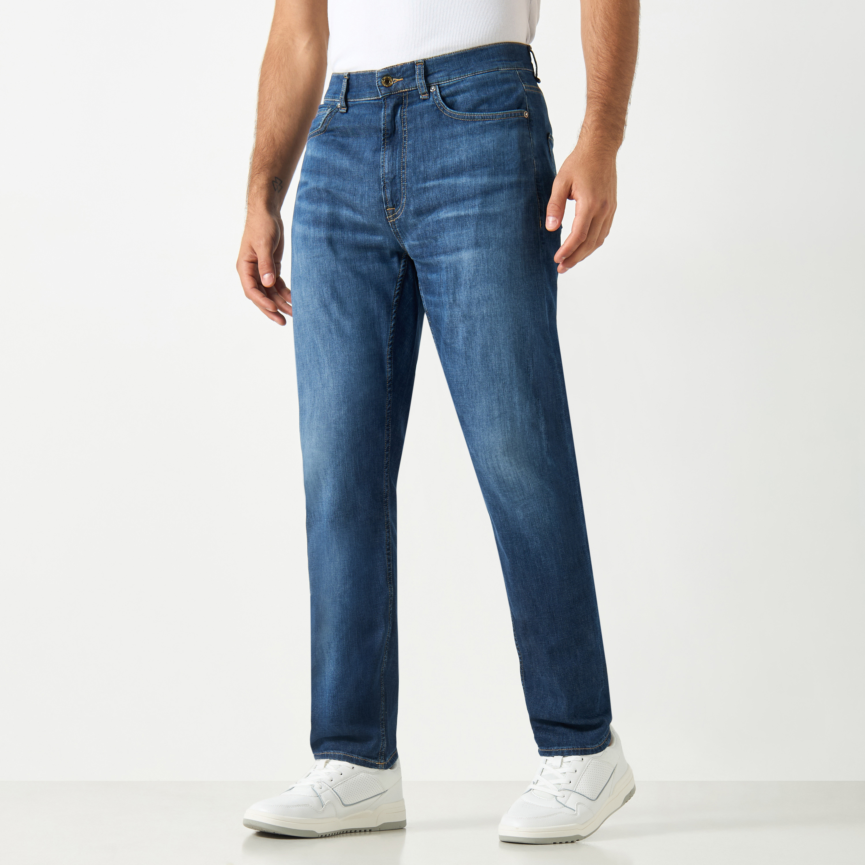 Guess Solid Relaxed Fit Jeans with Pockets-men-clothing-bottoms-jeans-image-1