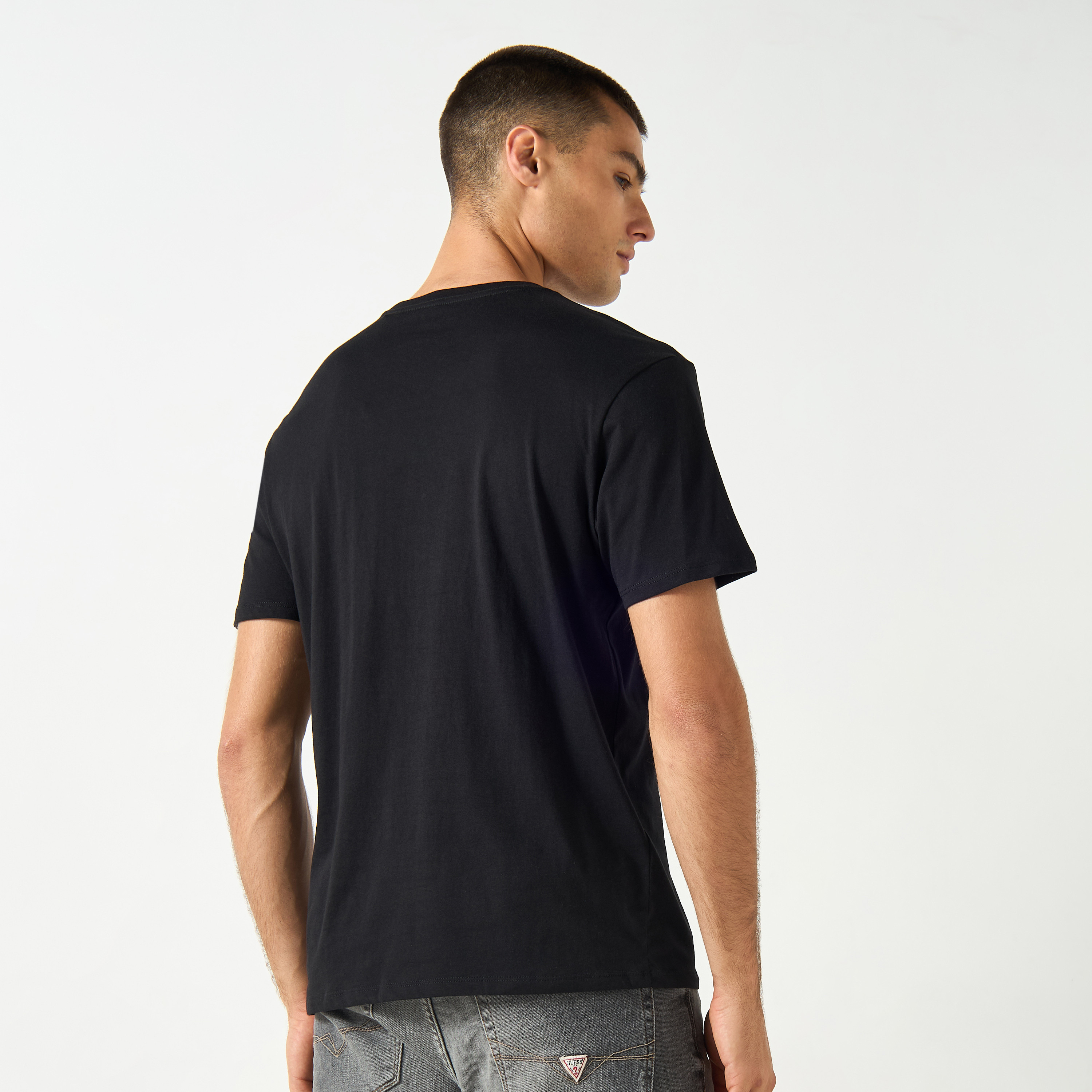 Guess Logo Print Crew Neck T-shirt with Short Sleeves-men-clothing-tshirtsandpolos-tshirts-image-3