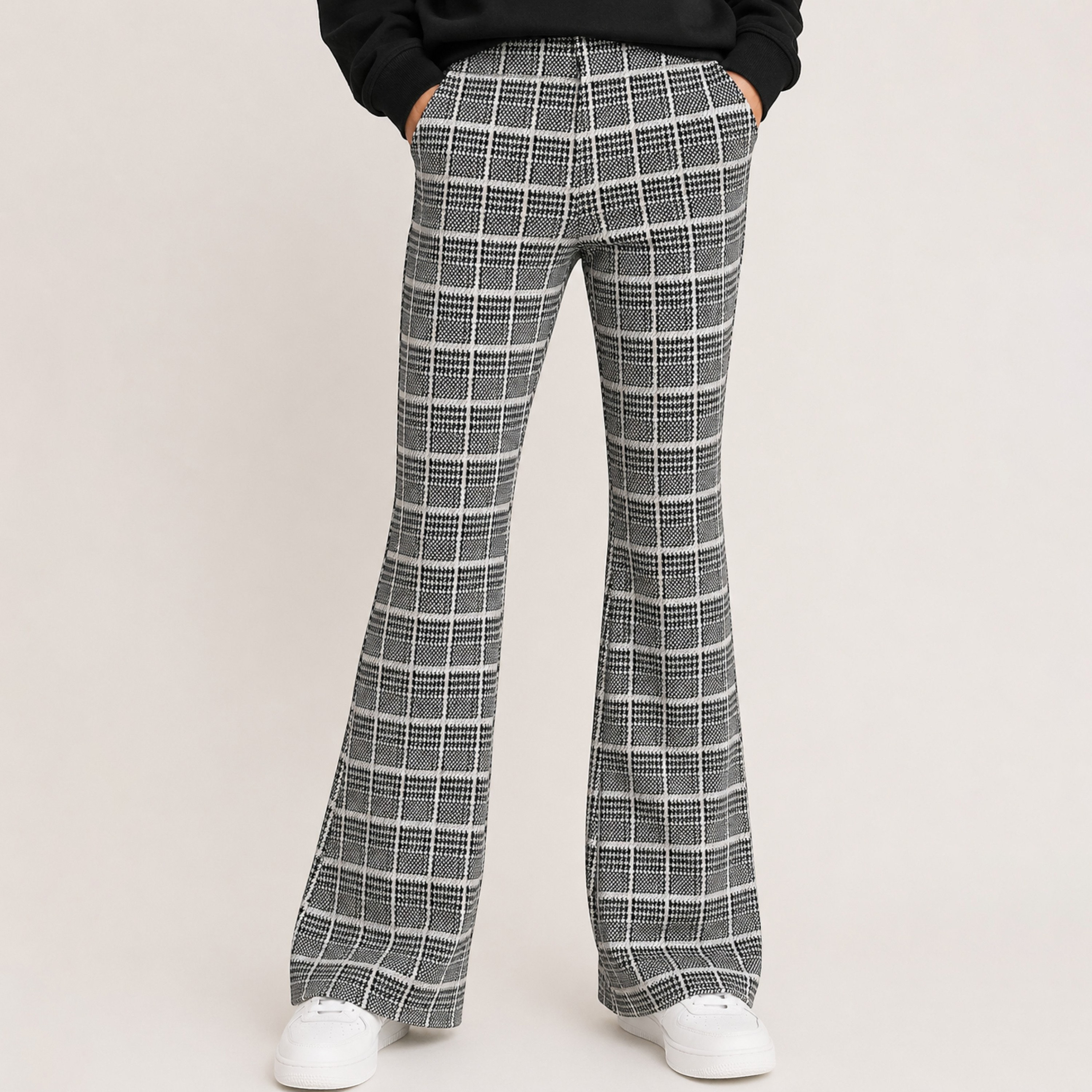 بنطلون واسع كاروهات بخصر مرن من ديركجي-girls-clothing-bottoms-joggersandtrackpants-image-1