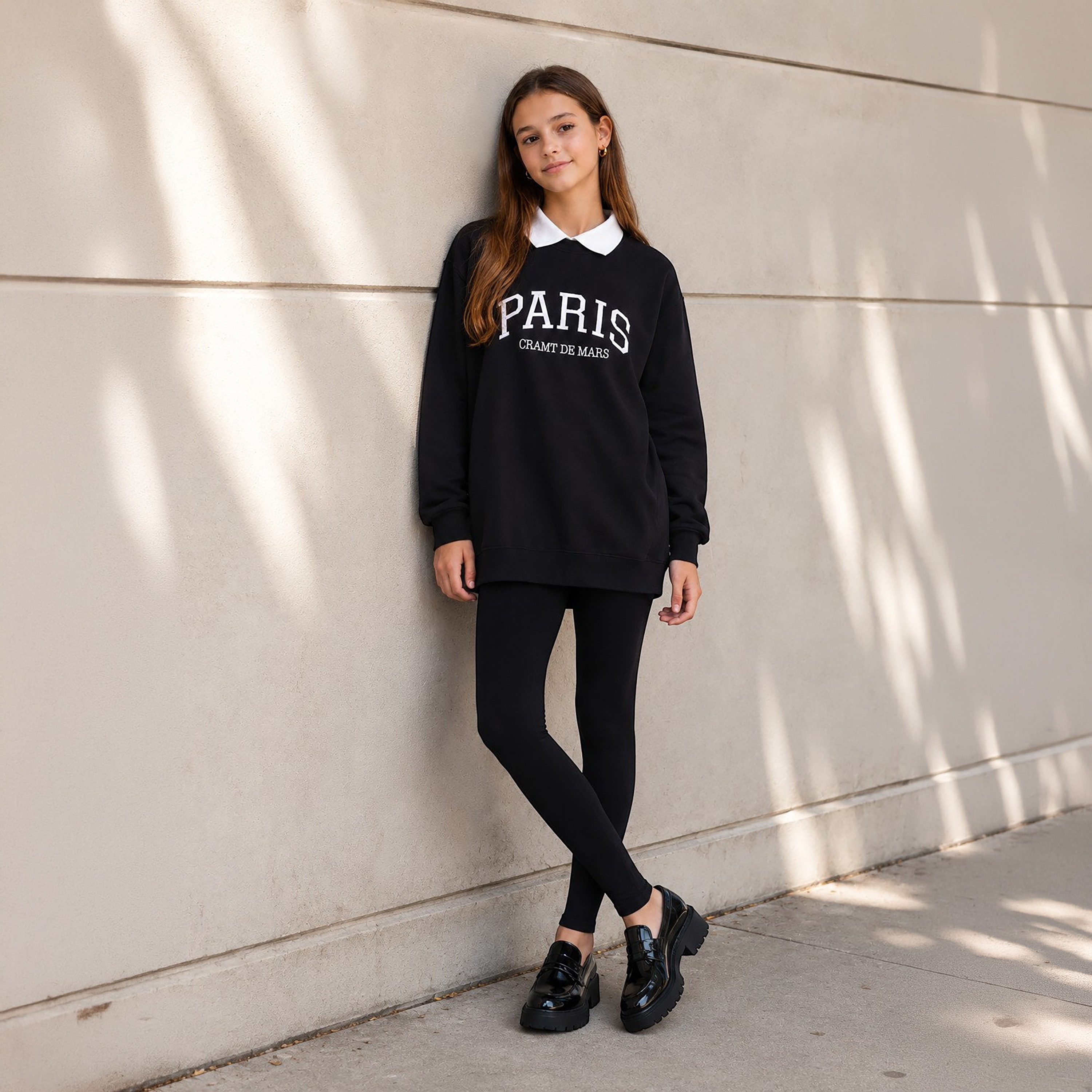 No Way Monday Long Sleeves Paris Printed Collared Sweatshirt-girls-clothing-sweatshirts-image-2