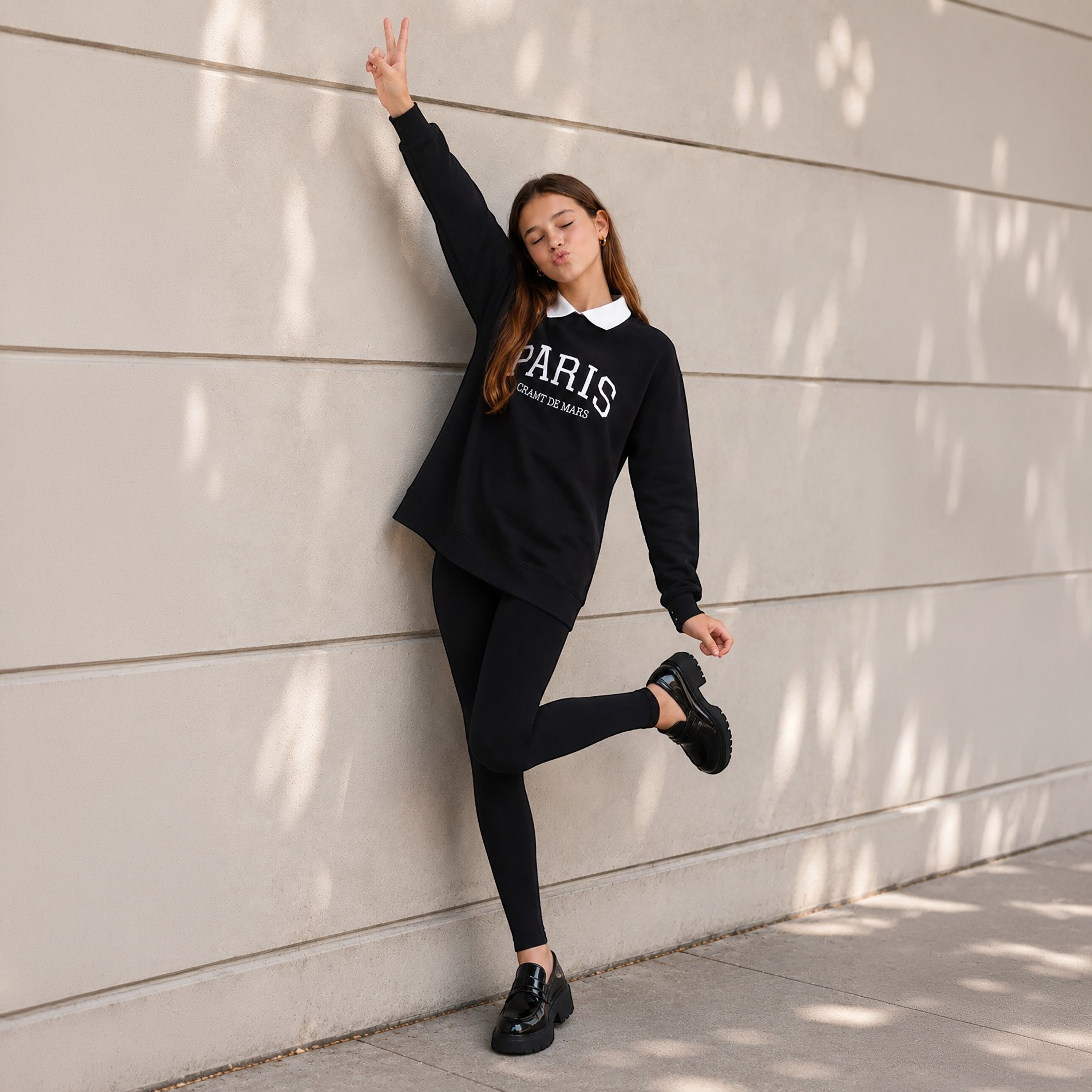 No Way Monday Long Sleeves Paris Printed Collared Sweatshirt-girls-clothing-sweatshirts-image-3