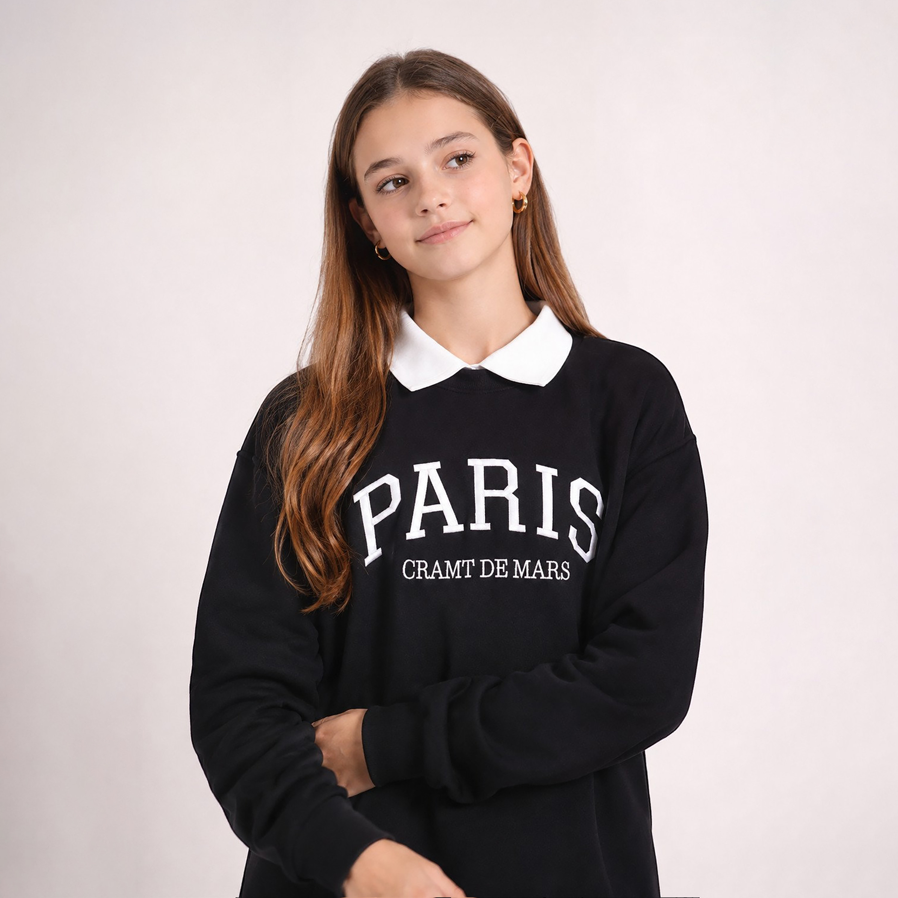 No Way Monday Long Sleeves Paris Printed Collared Sweatshirt-girls-clothing-sweatshirts-image-5