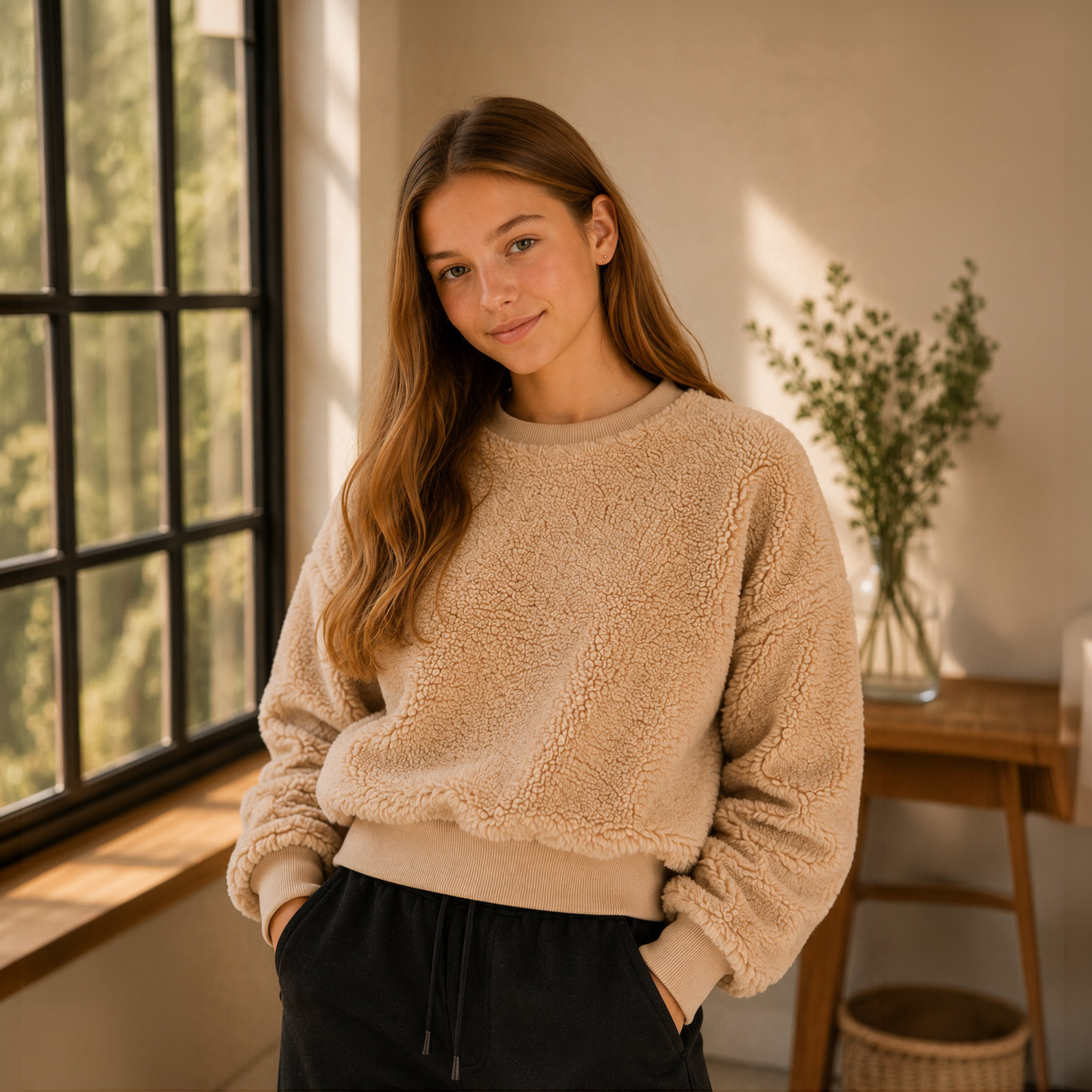 سويت شيرت سادة بأكمام طويلة من ديركجي-girls-clothing-sweatshirts-image-1