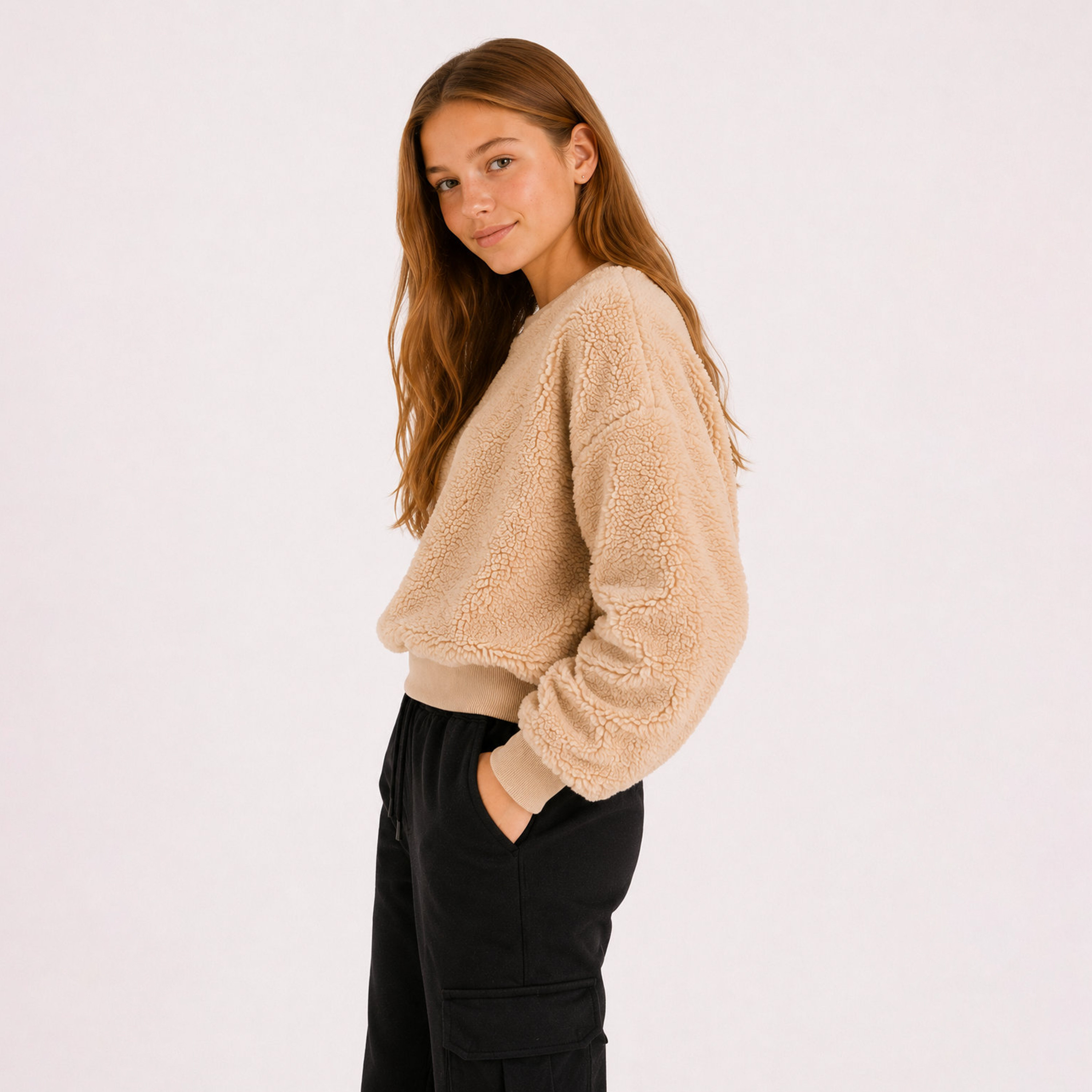 سويت شيرت سادة بأكمام طويلة من ديركجي-girls-clothing-sweatshirts-image-5