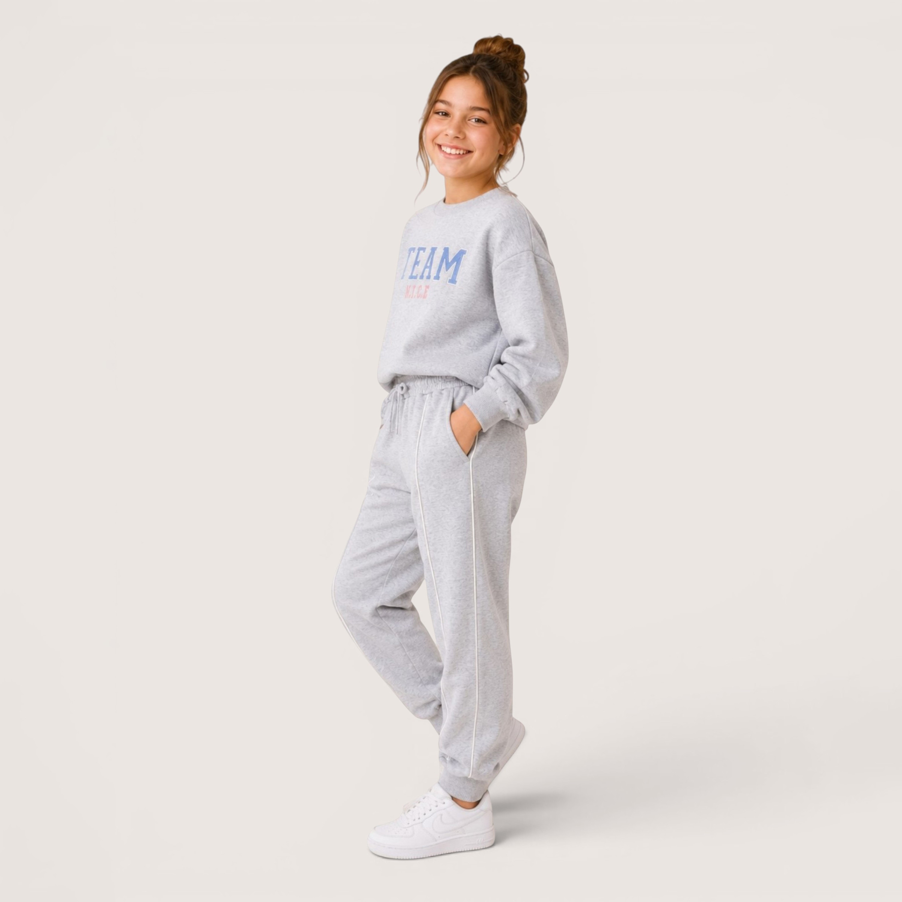 Dirkje Long Sleeves Team Nice Graphic Sweatshirt & Joggers Set-girls-clothing-setsandcoords-image-2