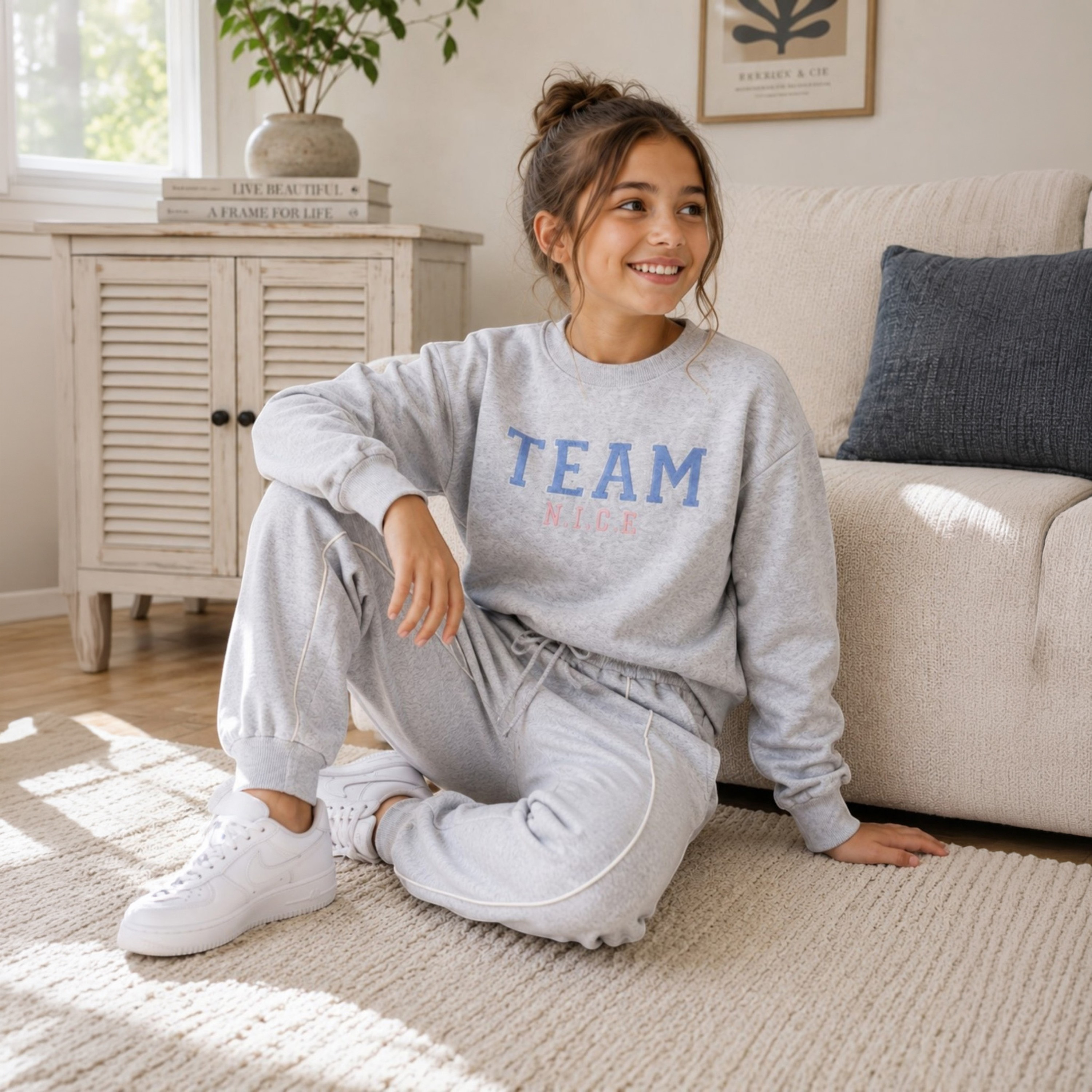 Dirkje Long Sleeves Team Nice Graphic Sweatshirt & Joggers Set-girls-clothing-setsandcoords-image-3
