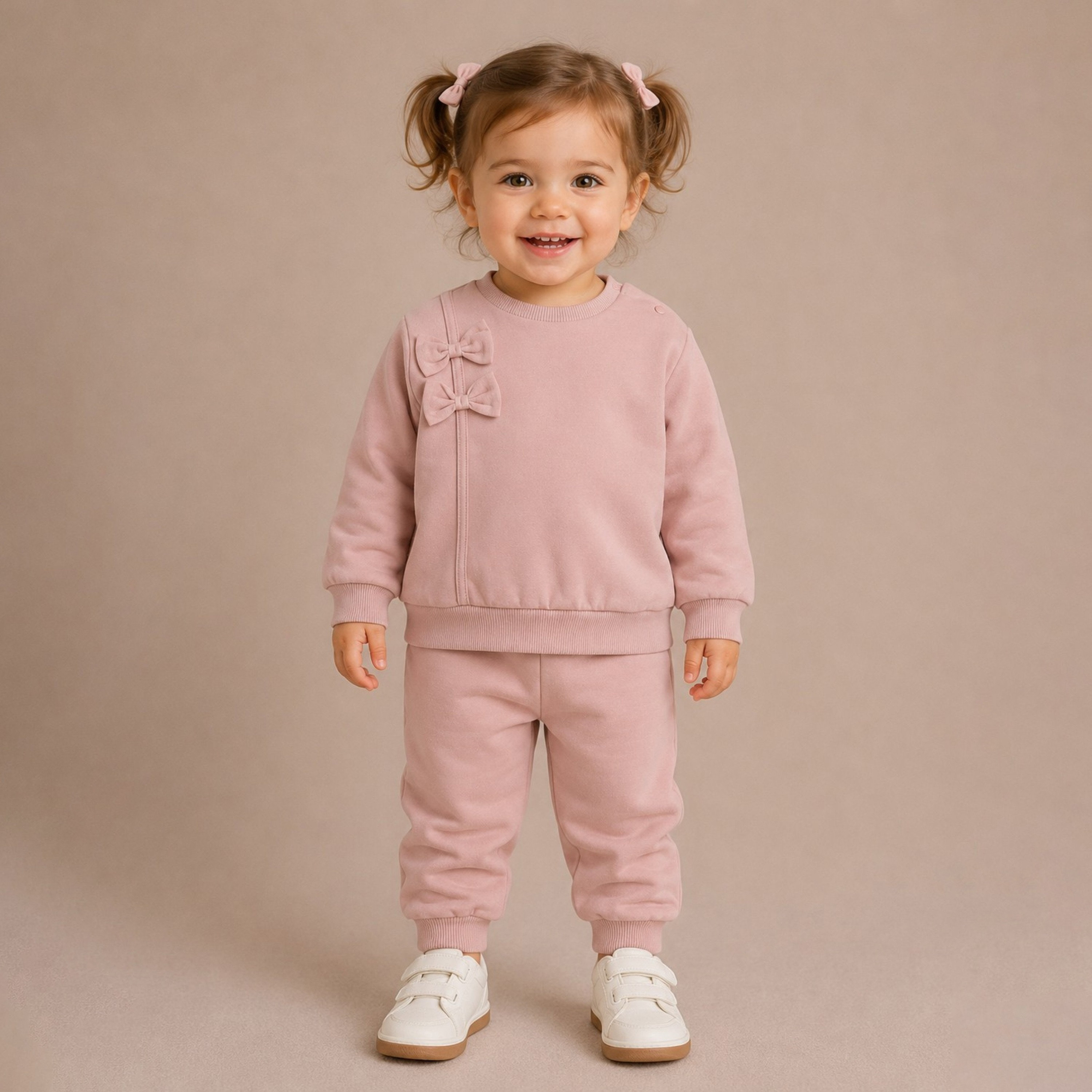 طقم سويت شيرت سادة بأكمام طويلة وبنطلون جوغر من ديركجي-baby-girls-clothing-setsandcoords-image-1