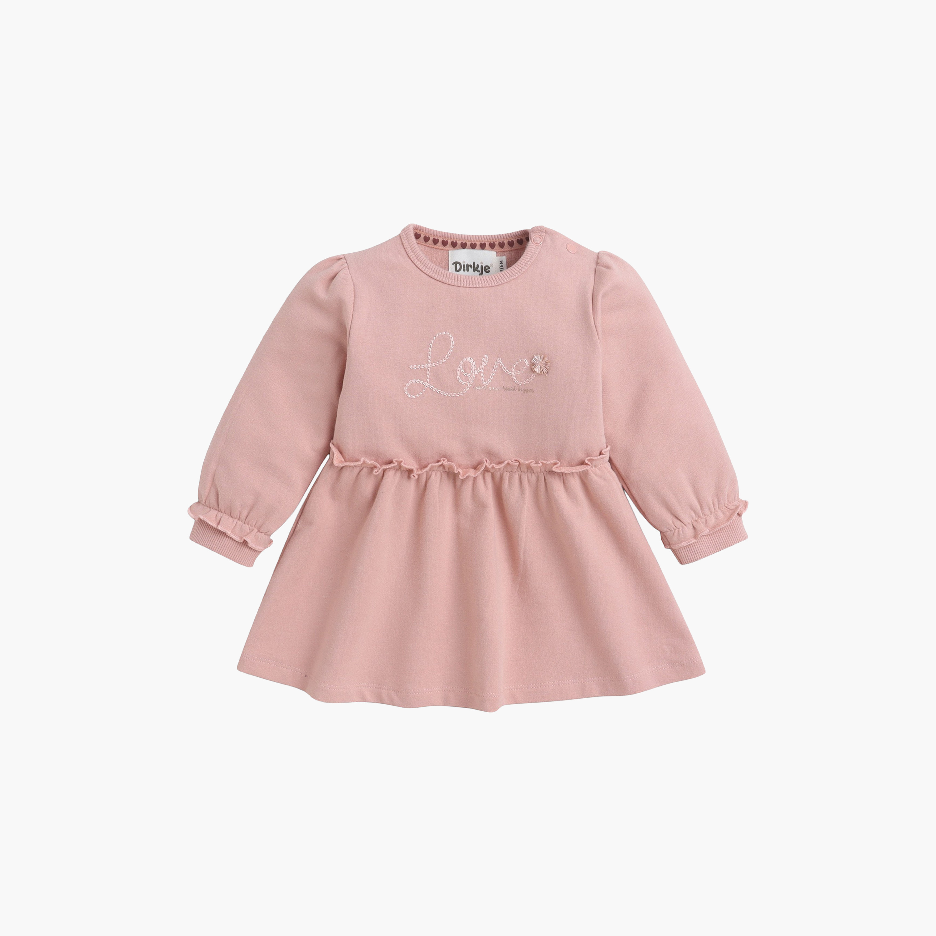 فستان بأكمام طويلة وخصر مزين بكشكشة من ديركجي-baby-girls-clothing-dressesandjumpsuits-image-4