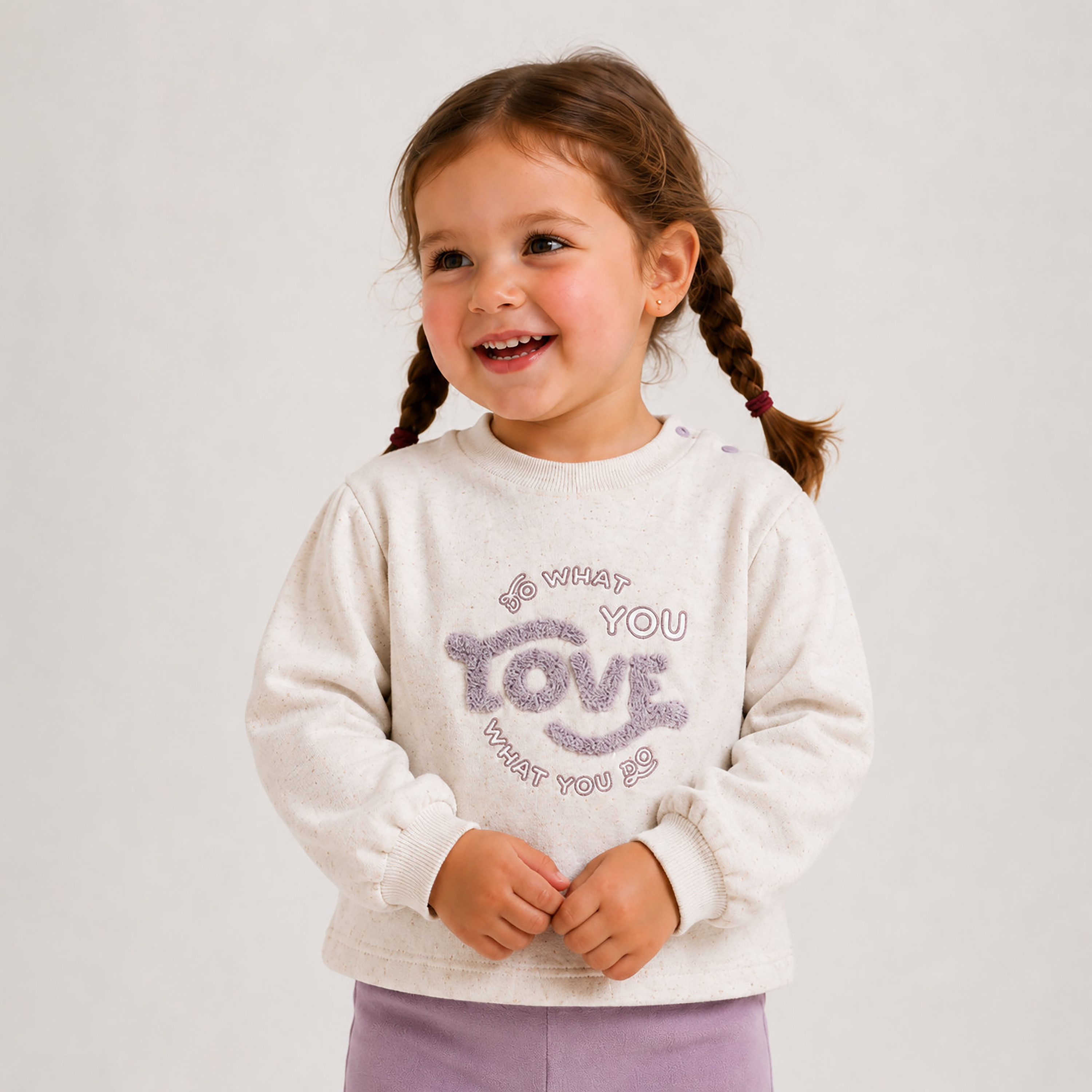 طقم بلوزة مطبوعة بعبارة (Do What You Love) وبنطلون ليغينغ واسع من ديركجي-baby-girls-clothing-setsandcoords-image-2