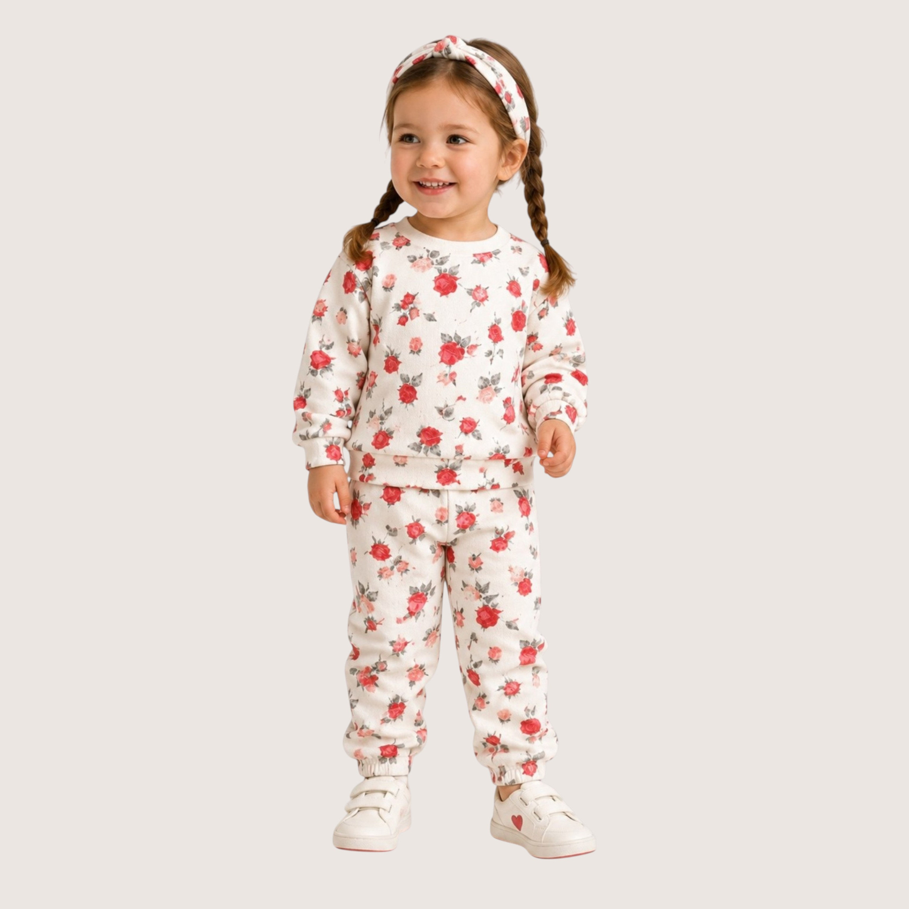 طقم سويت شيرت مطبوع بأكمام طويلة وبنطلون جوغر مع عصابة رأس من ديركجي-baby-girls-clothing-setsandcoords-image-1