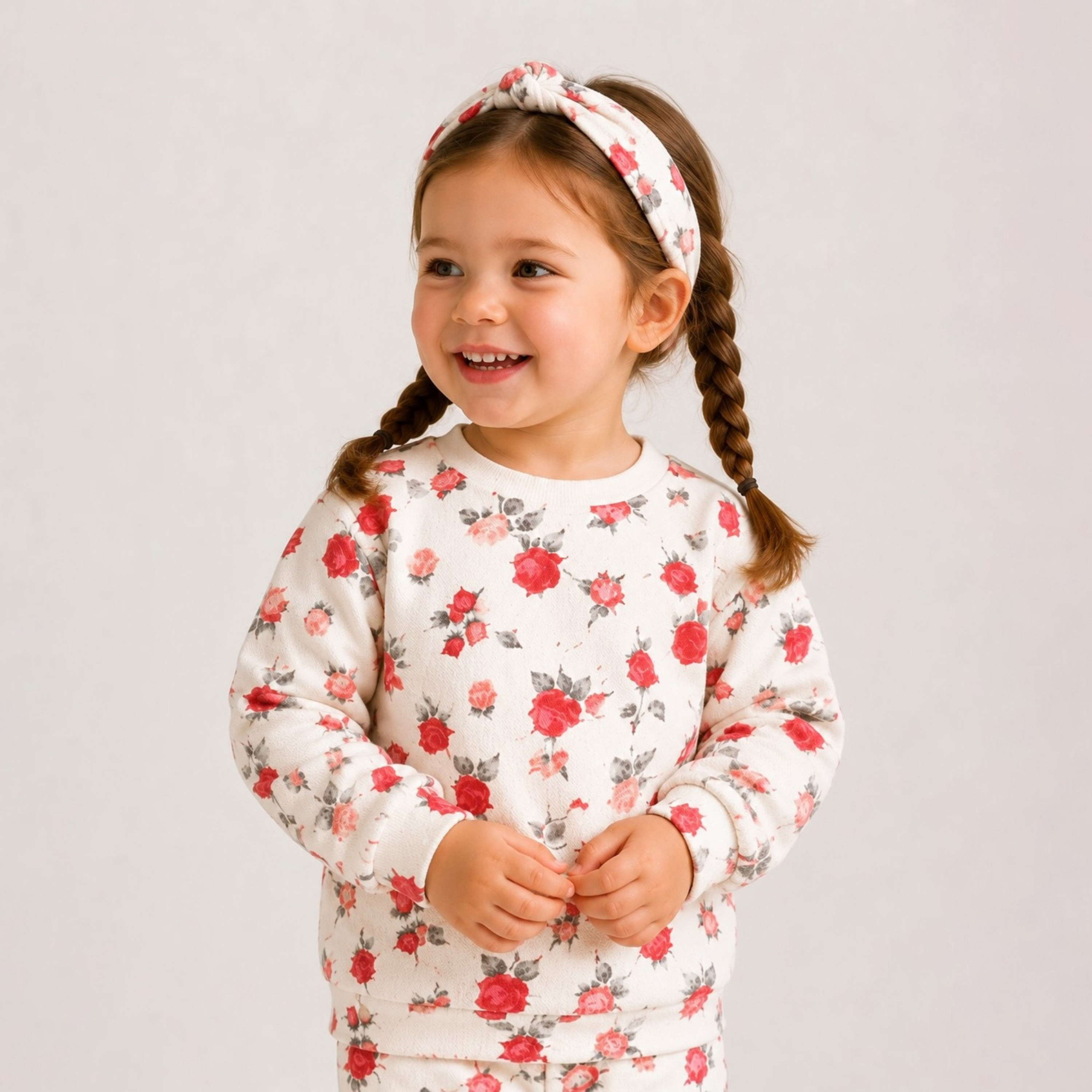 طقم سويت شيرت مطبوع بأكمام طويلة وبنطلون جوغر مع عصابة رأس من ديركجي-baby-girls-clothing-setsandcoords-image-3
