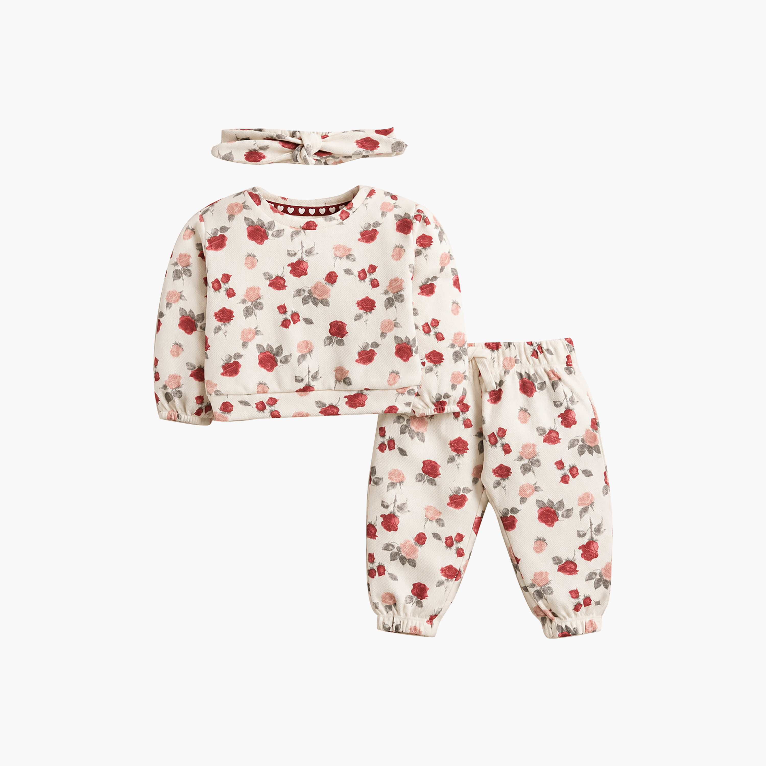 طقم سويت شيرت مطبوع بأكمام طويلة وبنطلون جوغر مع عصابة رأس من ديركجي-baby-girls-clothing-setsandcoords-image-4