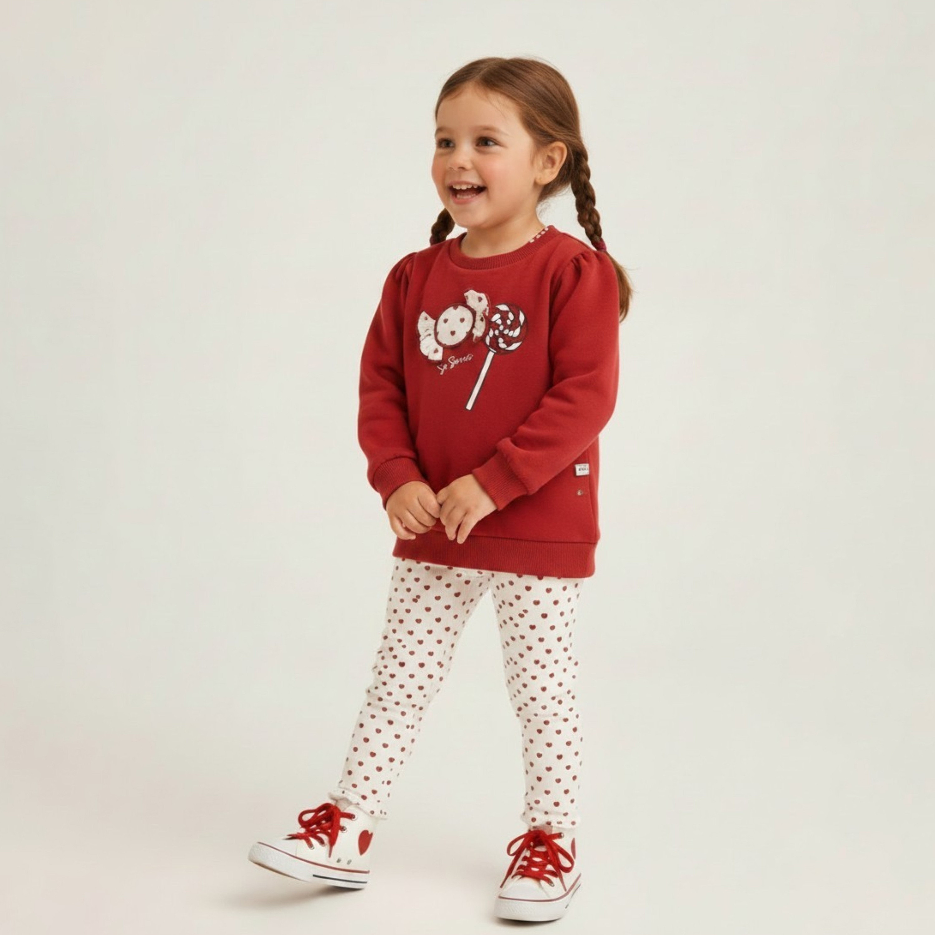 طقم سويت شيرت بأكمام طويلة مطرز برسومات حلوى مع ليغينغ من ديركجي-baby-girls-clothing-setsandcoords-image-1
