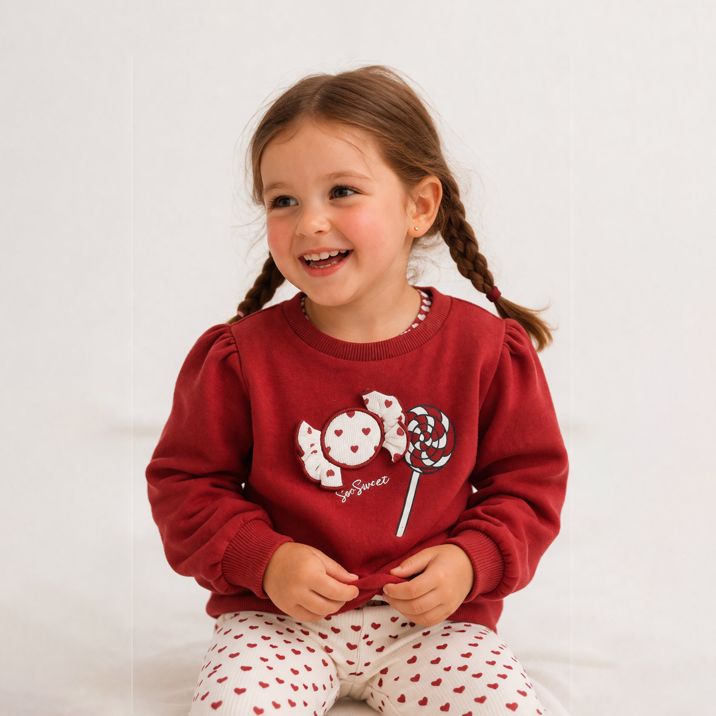 طقم سويت شيرت بأكمام طويلة مطرز برسومات حلوى مع ليغينغ من ديركجي-baby-girls-clothing-setsandcoords-image-3