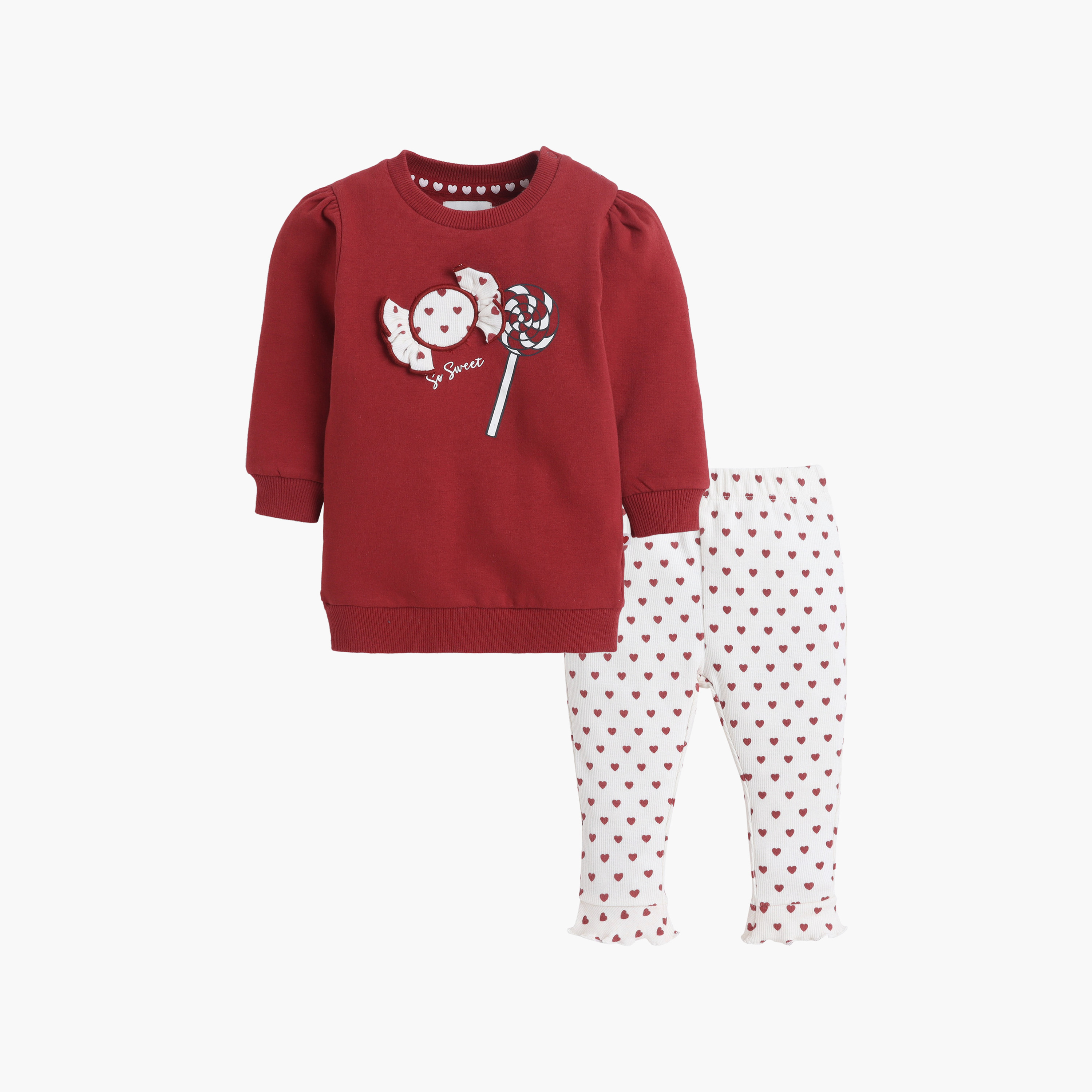 طقم سويت شيرت بأكمام طويلة مطرز برسومات حلوى مع ليغينغ من ديركجي-baby-girls-clothing-setsandcoords-image-4
