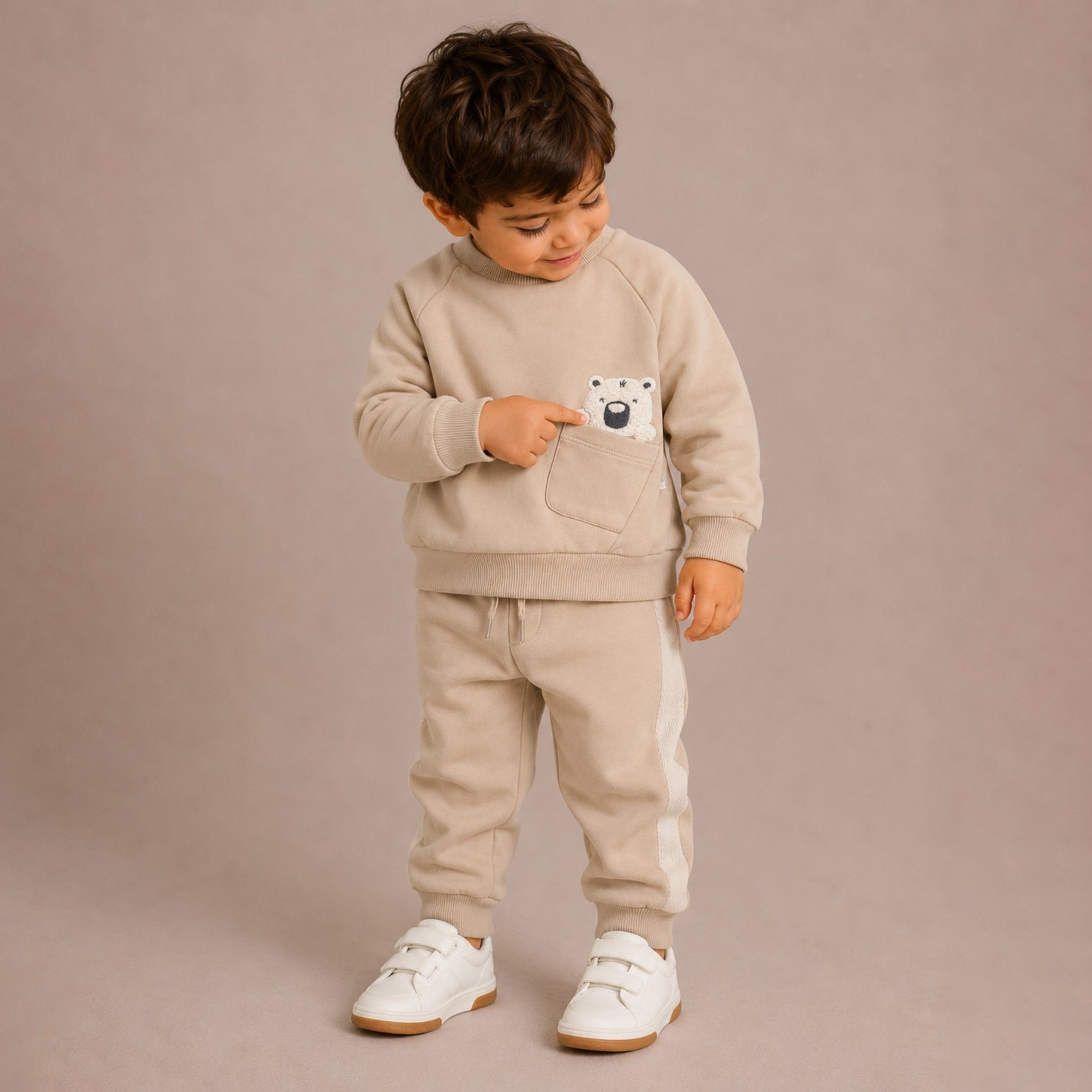 Dirkje Long Sleeves Bear Pocket Sweatshirt & Joggers Set-baby-boys-clothing-setsandcoords-image-2