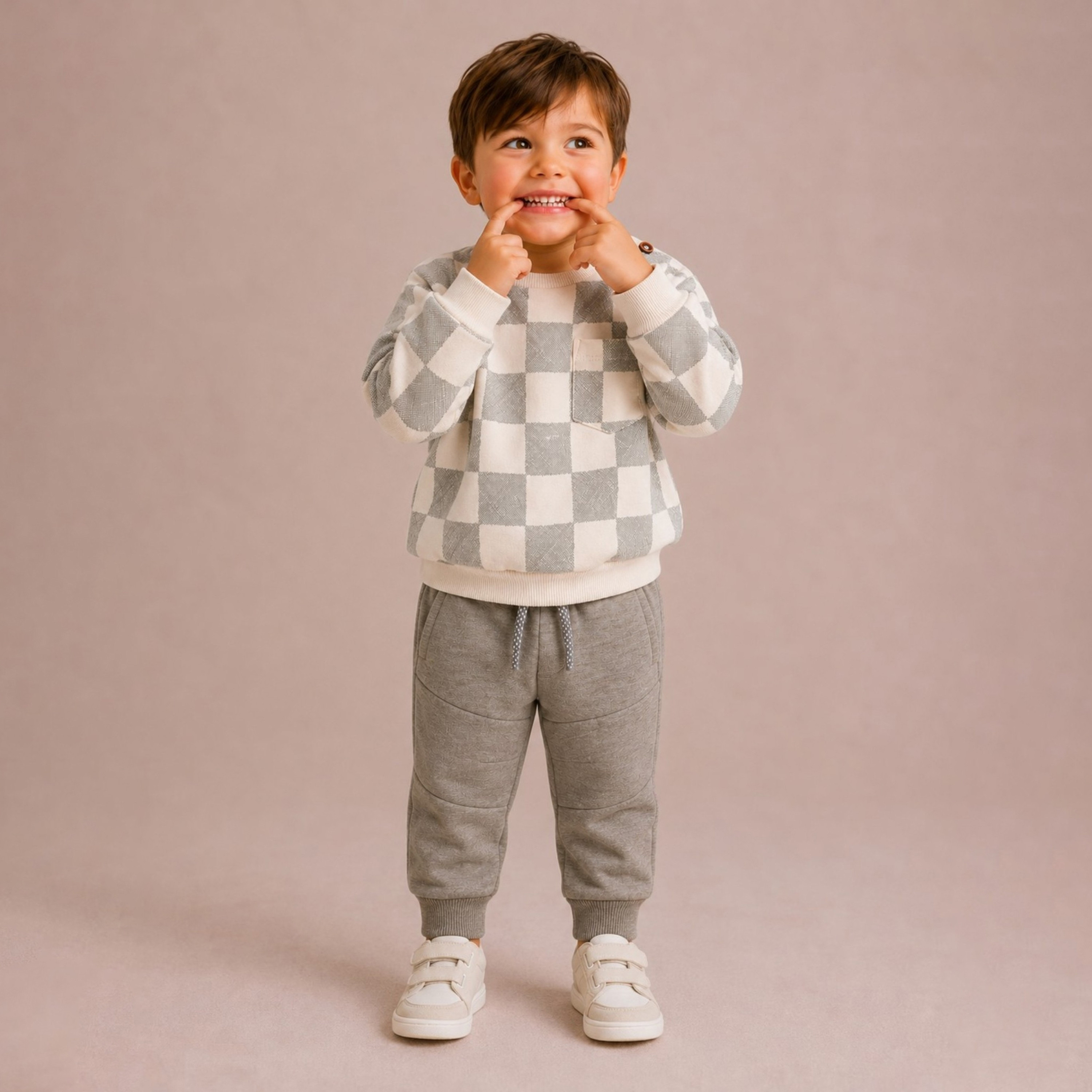 Dirkje Long Sleeves Checked Sweatshirt & Joggers Set-boys-clothing-setsandcoords-image-1