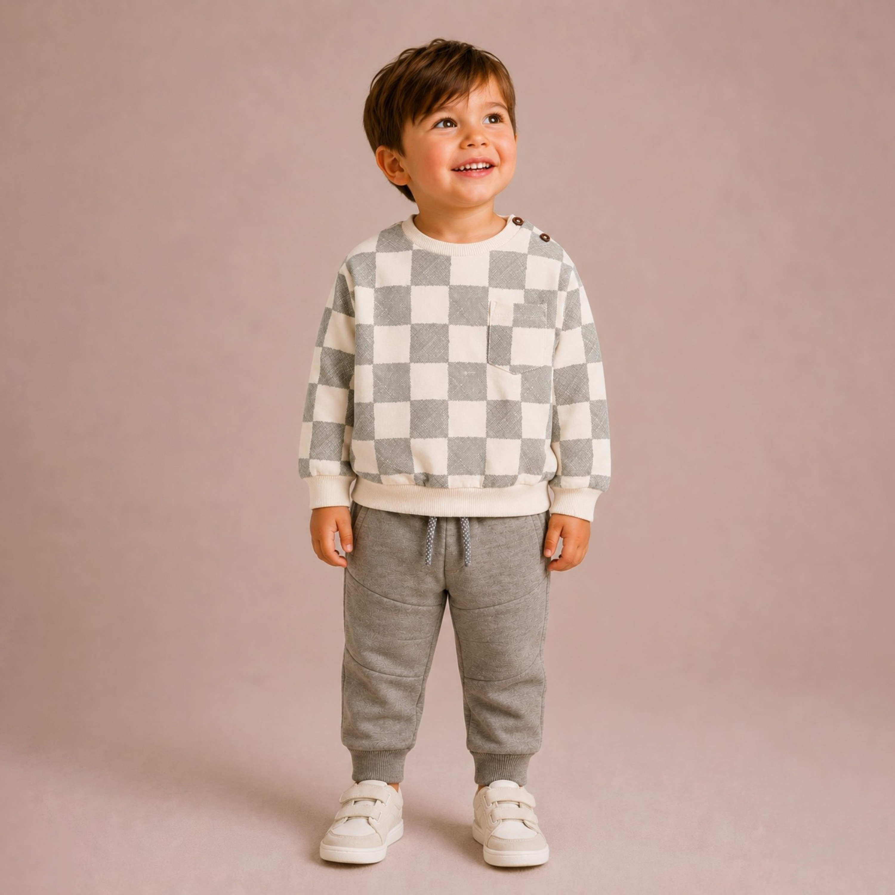 Dirkje Long Sleeves Checked Sweatshirt & Joggers Set-boys-clothing-setsandcoords-image-2