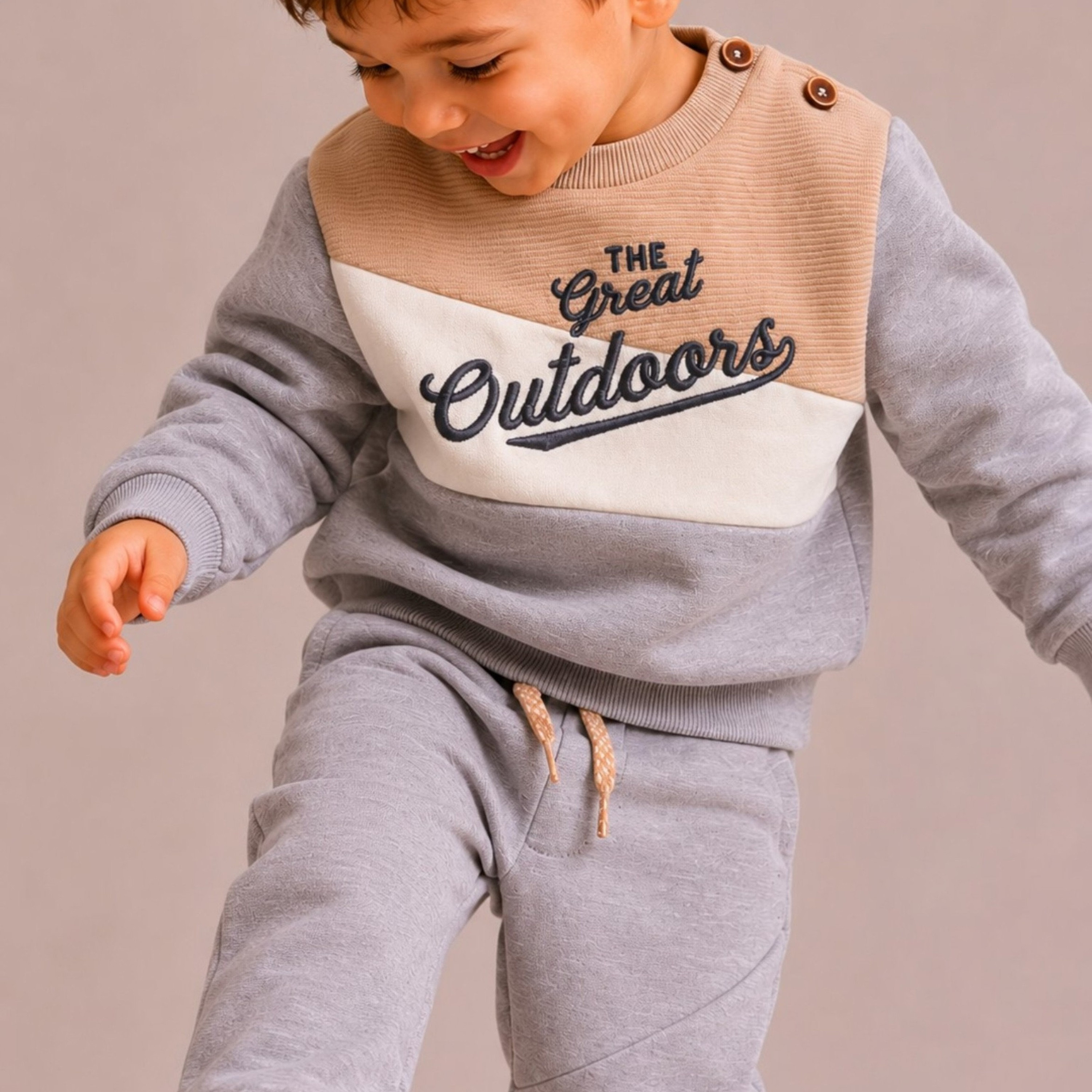 Dirkje Long Sleeves The Great Outdoors Embroidered Sweatshirt & Joggers Set-baby-boys-clothing-setsandcoords-image-2