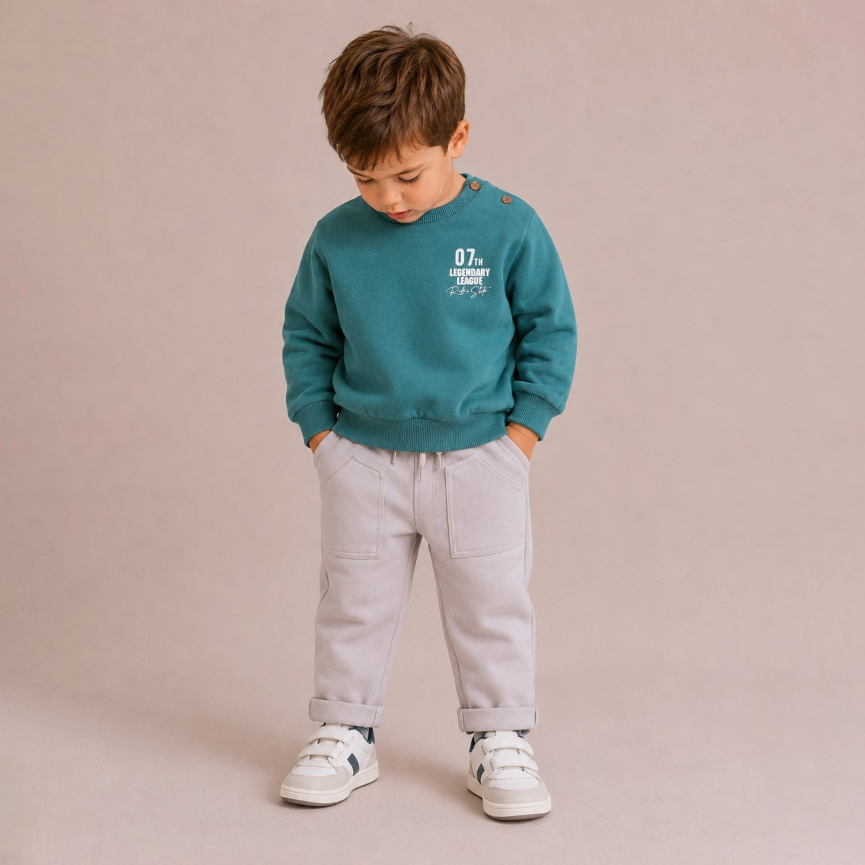 طقم سويت شيرت بأكمام طويلة بطبعة (07 Legendary League) وبنطلون جوغر من ديركجي-baby-boys-clothing-setsandcoords-image-1