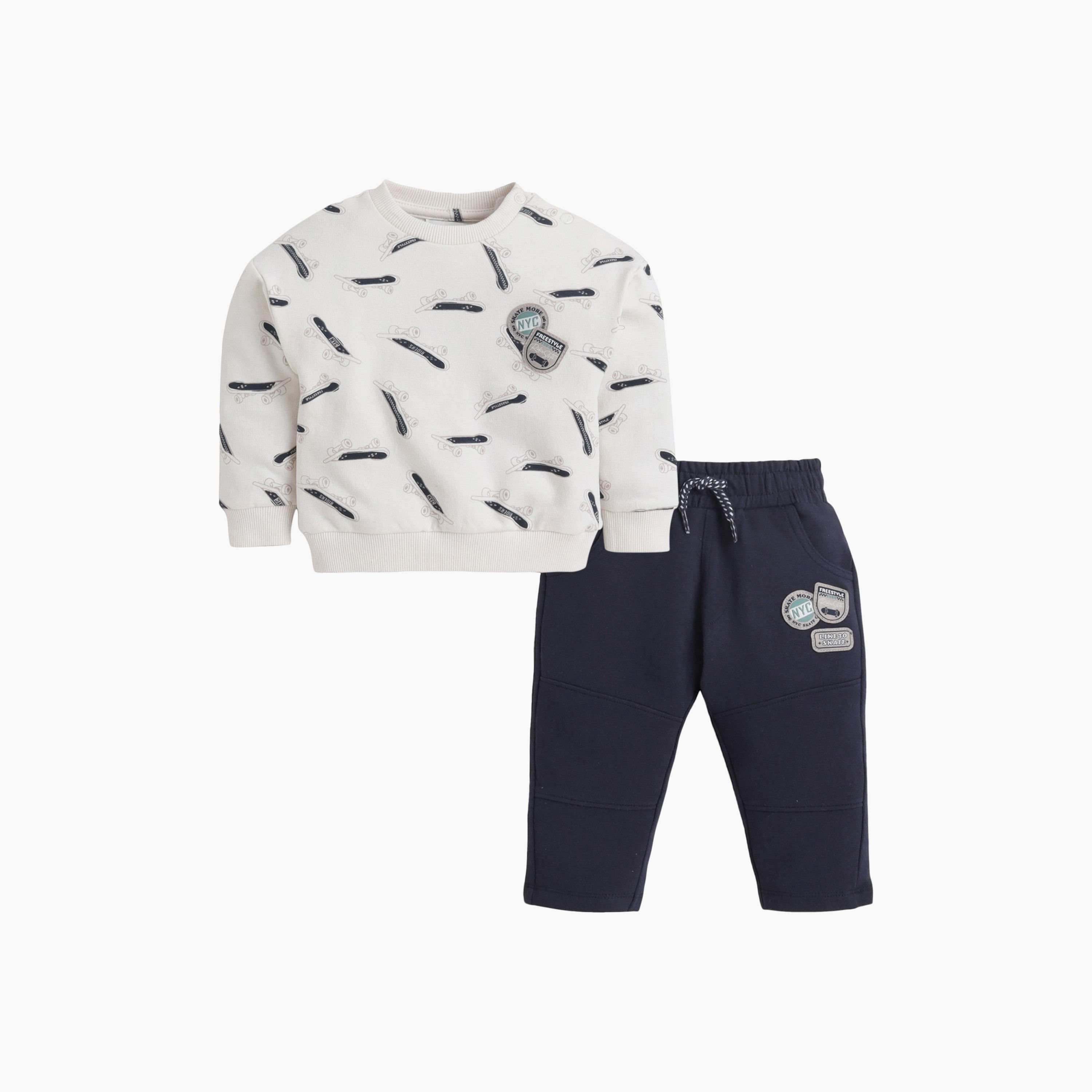 طقم سويت شيرت مطبوع برسمة لوح تزلج وأكمام طويلة وبنطال جوجر من ديركجي-boys-clothing-setsandcoords-image-3